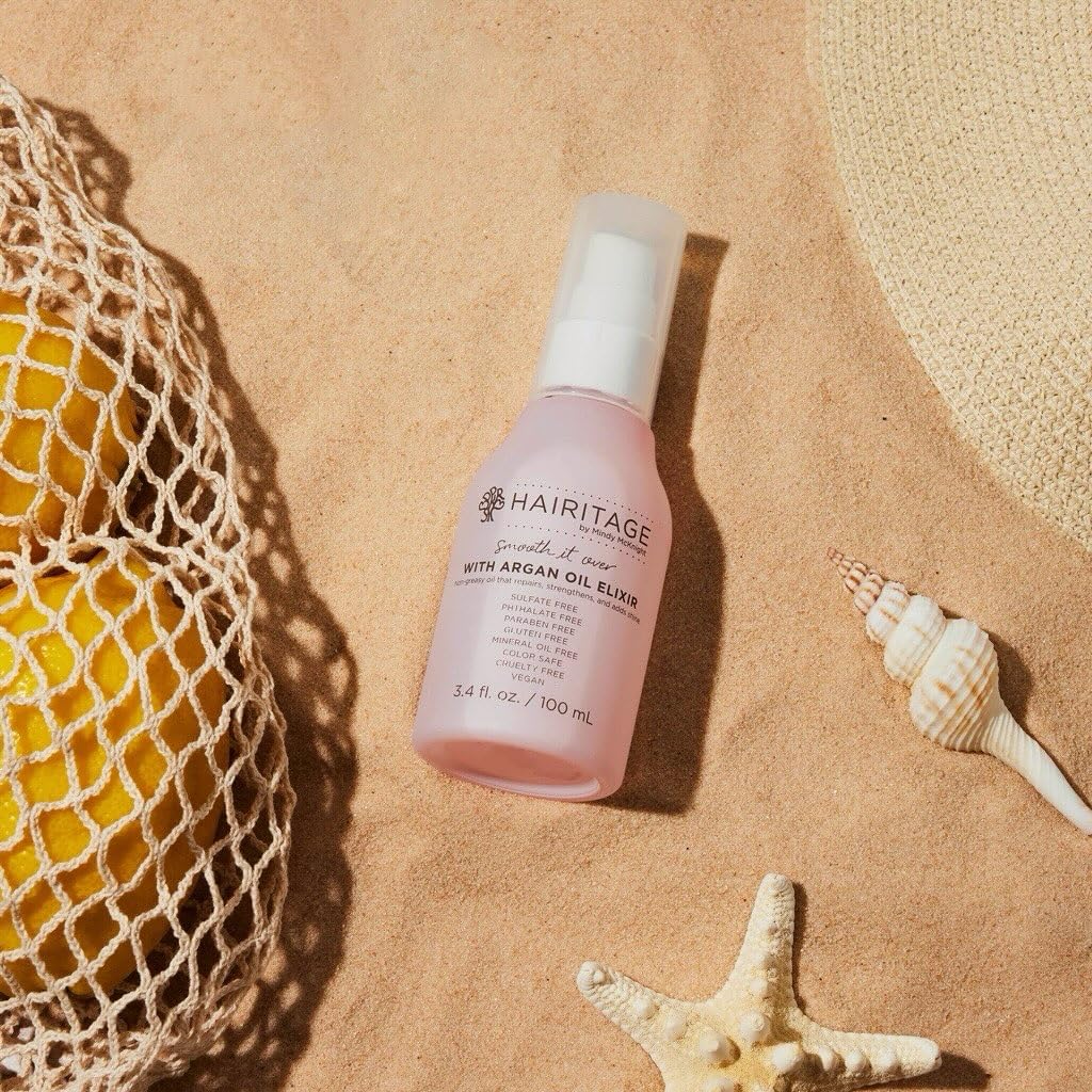 Hairitage Argan Oil Hair Oil Spray for Frizzy, Curly + Dry Damaged Hair - Lightweight Hair Oil Conditioner for Women + Men - Styling + Finishing +