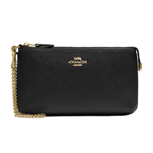 Coach Crossgrain Leather Wristlet w Chain