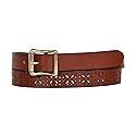 Eddie Bauer Women's Casual Leather Belts with Durable Metal Buckle, Perforated Pattern - Tan, Large