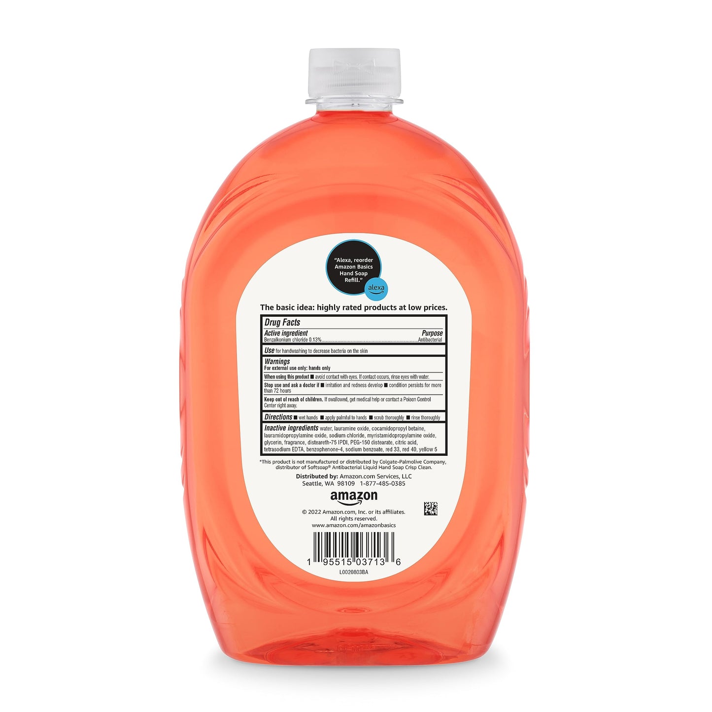Amazon Basics Liquid Hand Soap Refill, Light Moisturizing, Dermatologist-Tested, pH Balanced, Triclosan-Free, Citrus, 50 Fl Oz (Pack of 4) (Previously Beauty and Personal Care Amazon Basics