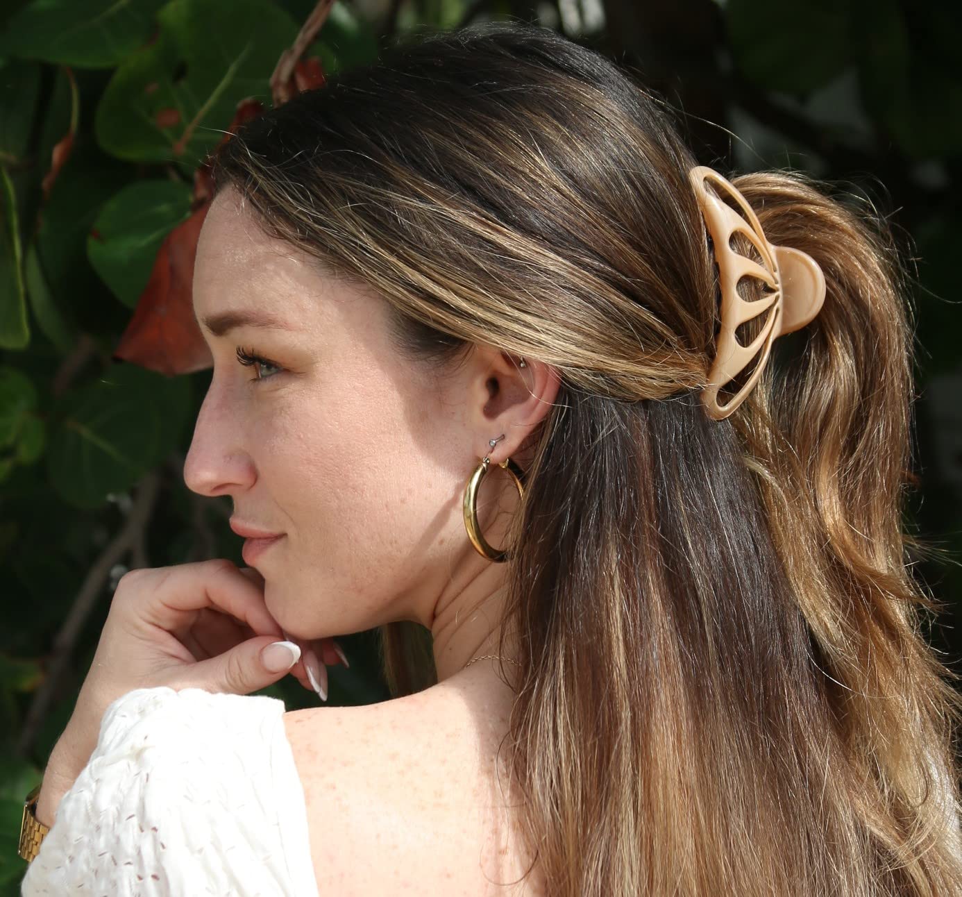 Camila Paris CP3054 French Hair Clip for Women with Thick, Long and Curly Wavy hair, Beige, No Slip Girls Fashion Styling Hair Accessory, Strong Hold