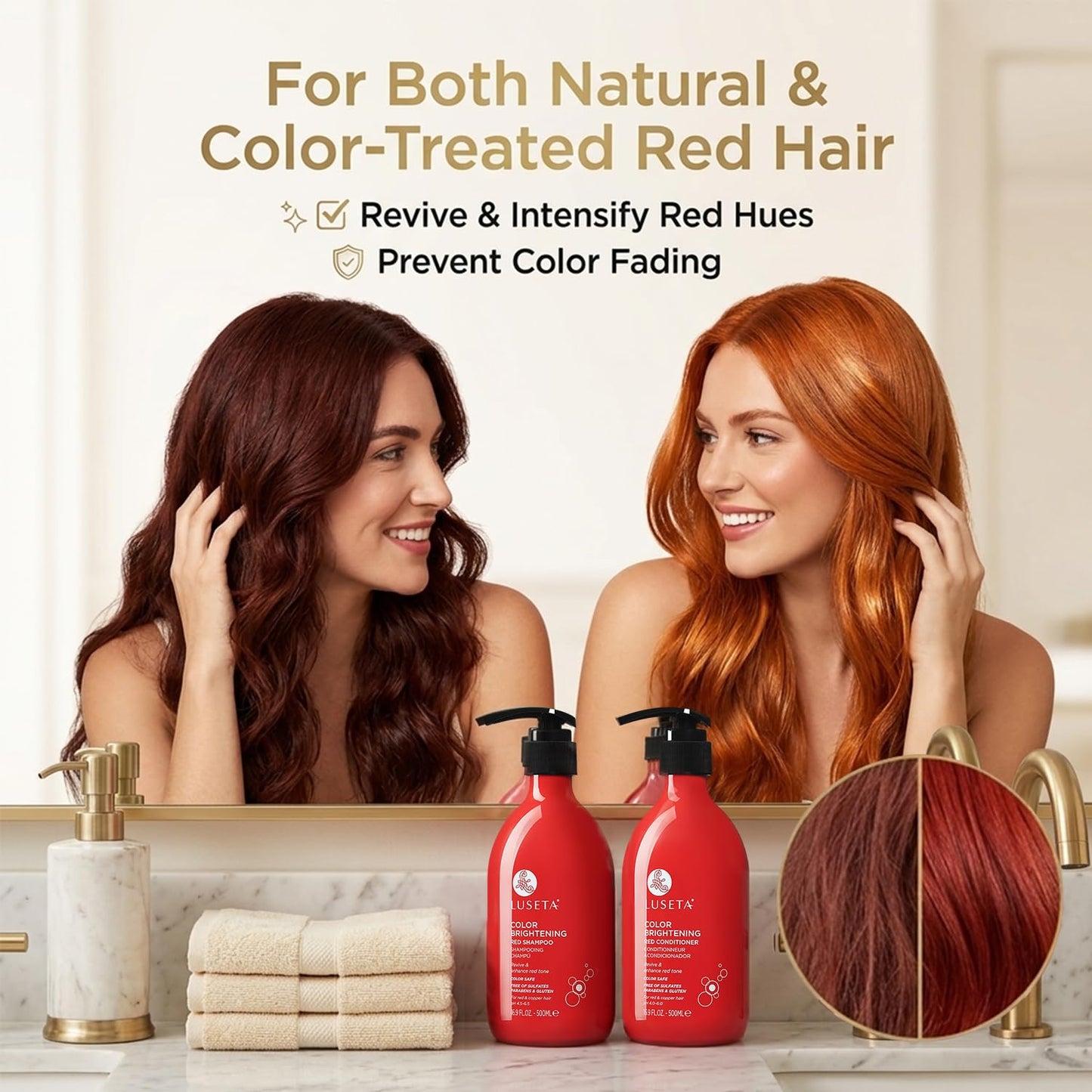 Luseta Color Enhancing Shampoo and Conditioner Set for Red & Copper Hair. Revives & Intensifies Fiery Hues, Adds Radiant Shine, Smooths Frizz Beauty and Personal Care L LUSETA