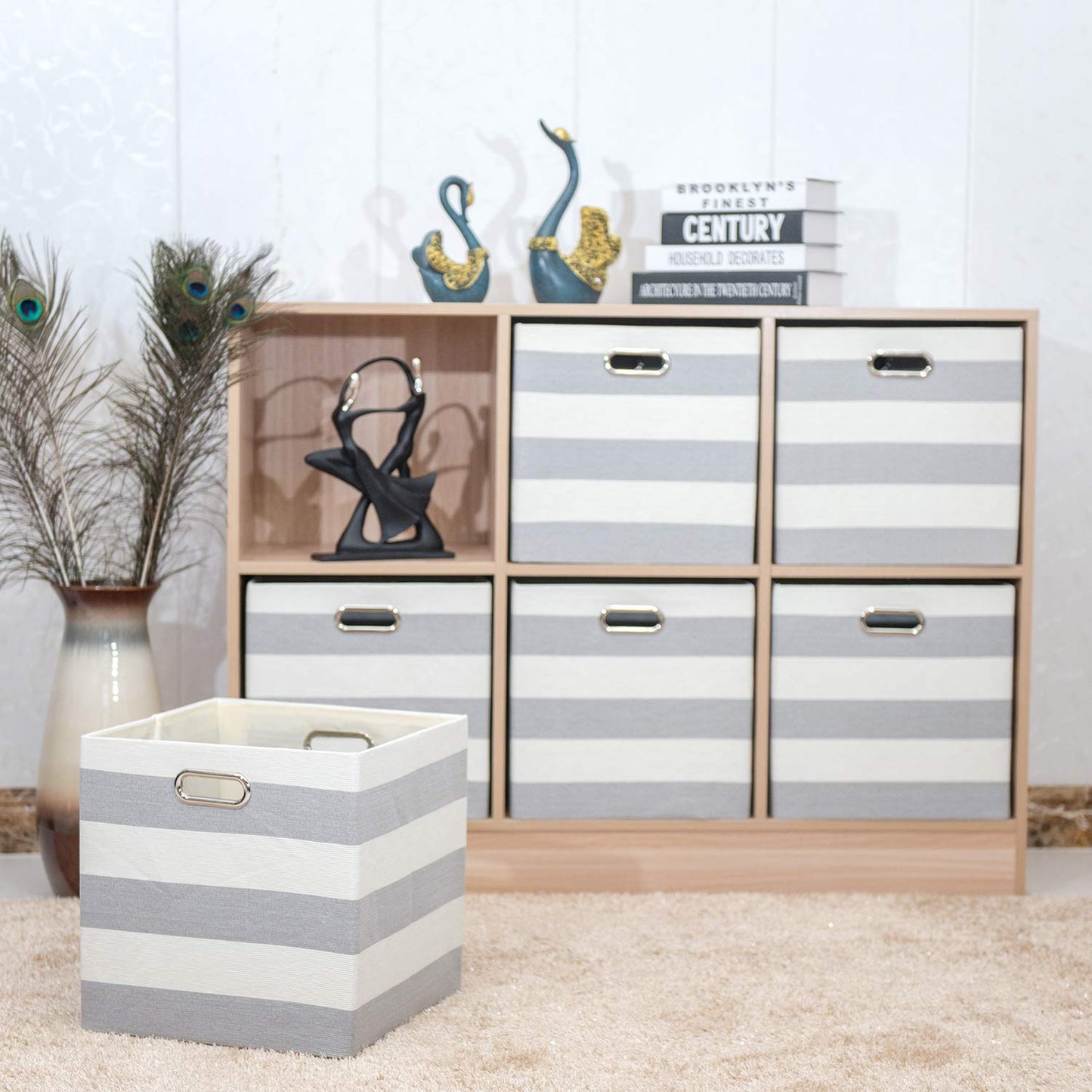 Posprica 3X Thicker Storage Bins Storage Cubes, 13×13 Fabric Storage Boxes Foldable Baskets Containers Drawers for Nurseries,Offices,Closets,Home…
