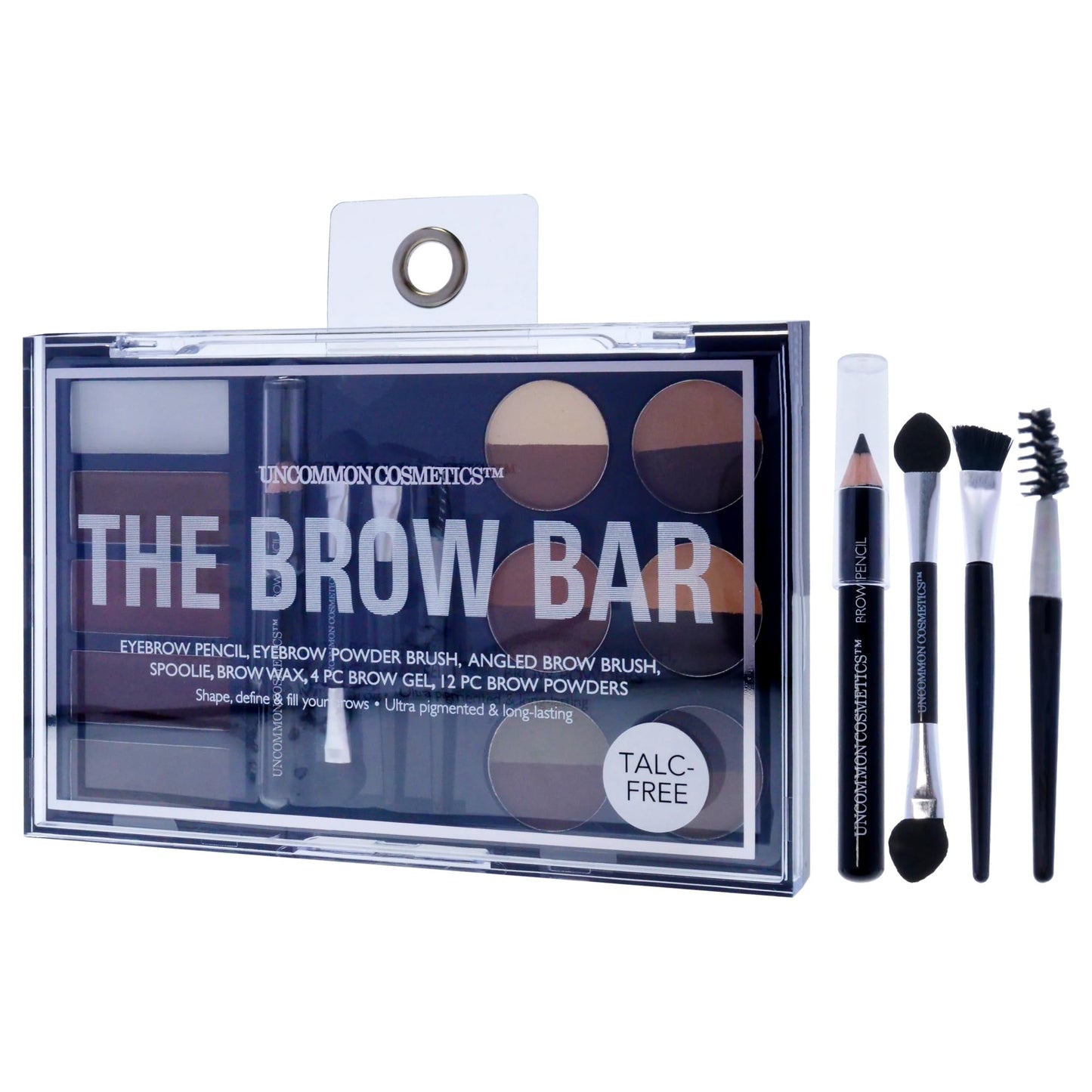 Uncommon Cosmetics The Brow Bar - All-in-One Kit with Variety of Ultra-Pigmented Shades - Eyebrow Gel, Brow Wax and 16 Brow Powders - 21 Pc Gift Set