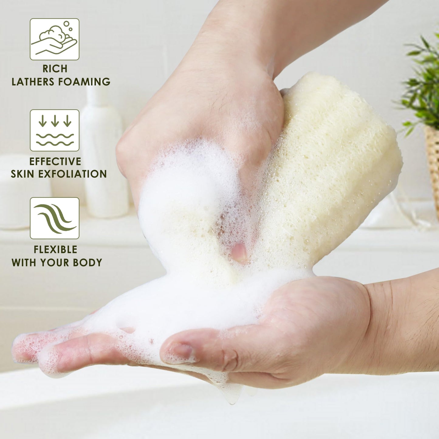7 Pack Natural Loofah Exfoliating Body Scrubber, 5 Inches Organic Luffa Bath Sponge Exfoliating Shower Body Scrubber for Deep Cleaning & Smooth Skin