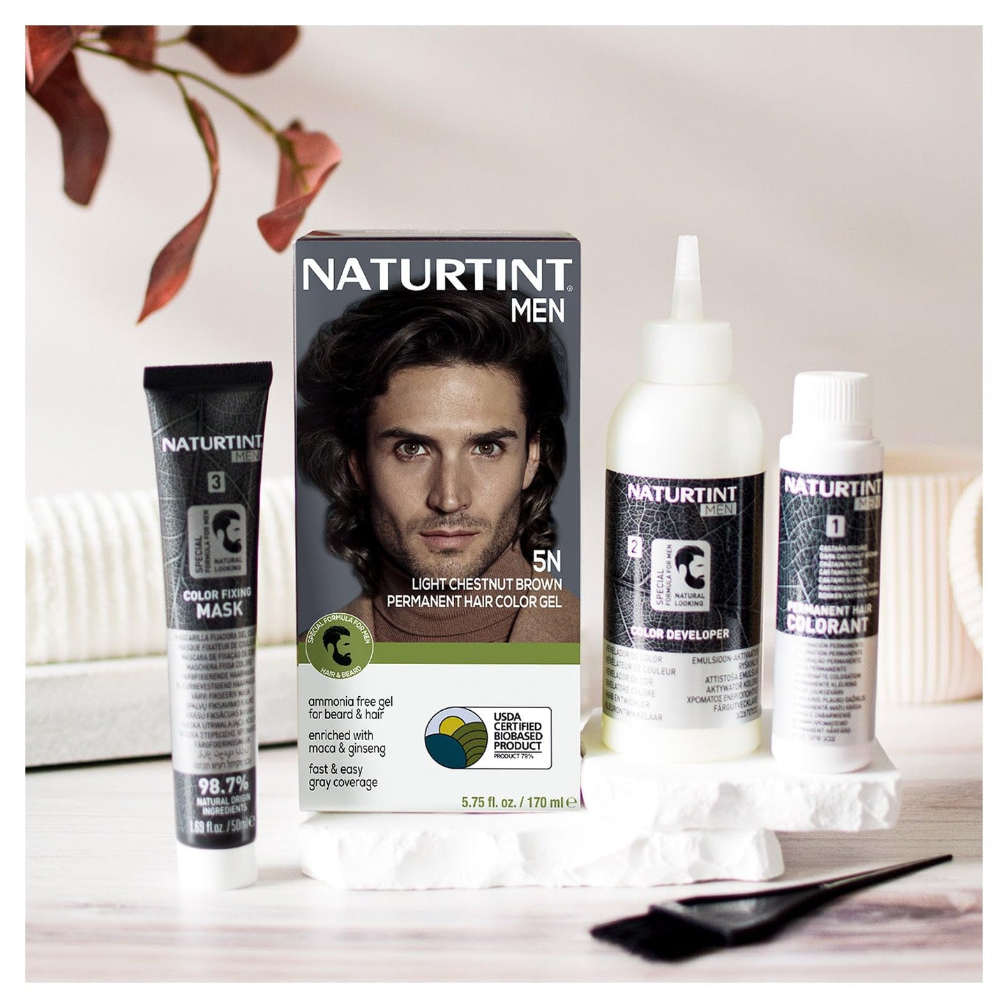 Naturtint Mens Permanent Hair Color for Hair Beard and Mustache (5N Light Chestnut Brown)