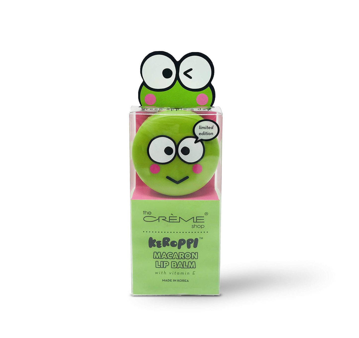 The Crème Shop x Sanrio Hello Kitty Macaron Lip Balm (Keroppi Green Apple A Day) Korean Cute Scented Pocket Portable Soothing Advanced Must-Have