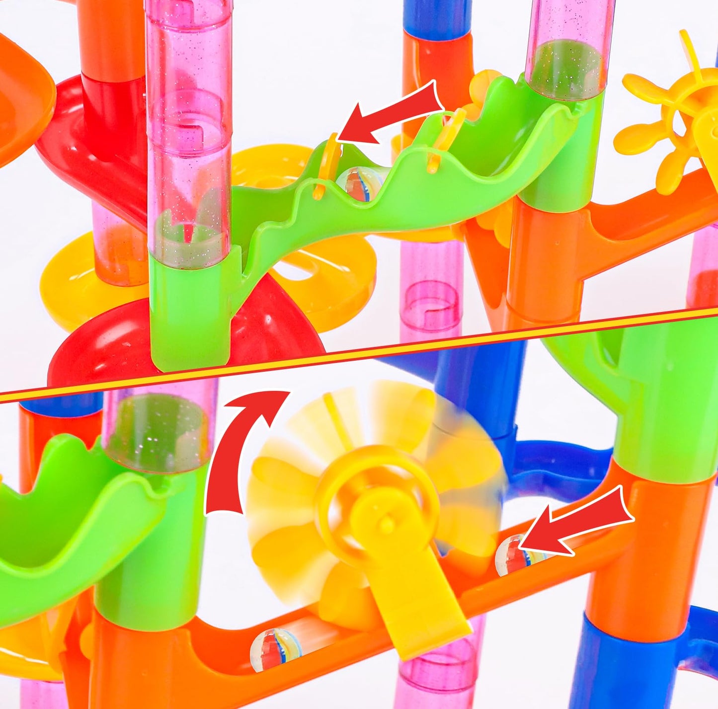 Gifts2U Marble Run Toy 130pcs – Educational Construction Maze Block Set with Glass Marbles for Kids & Fun Parent-Child Games