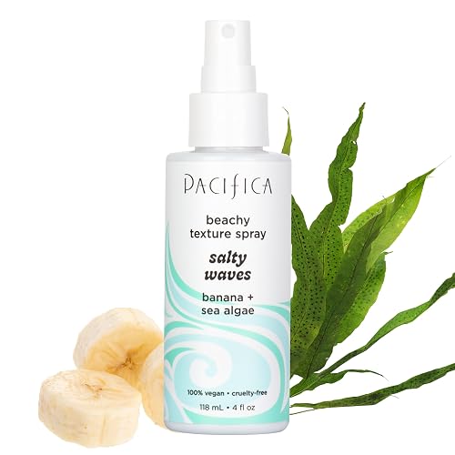 Pacifica Salty Waves Sea Salt Texturizing Spray, Coconut Scent 4oz - Beachy Waves Hair Spray for Tousled Texture & Volume, Surf Salt Spray