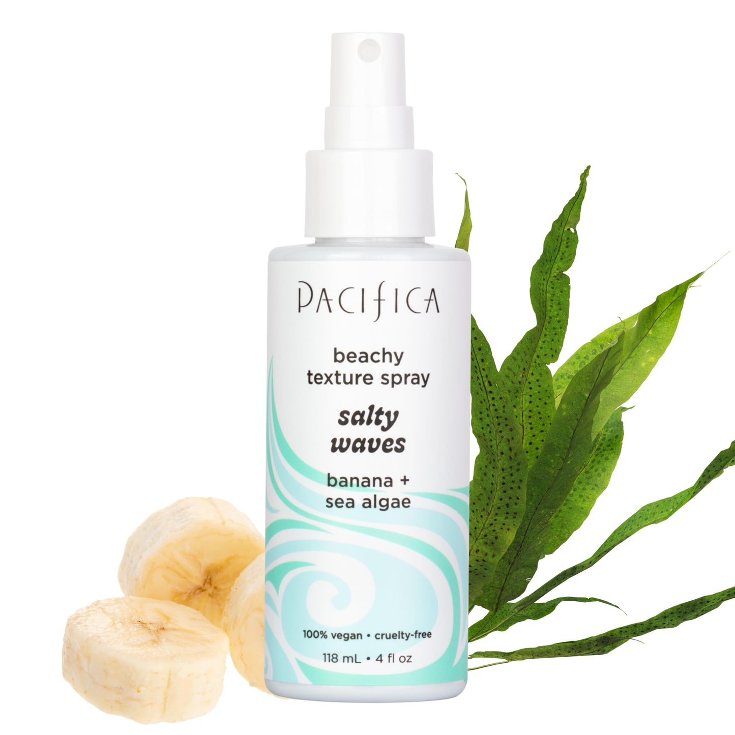 Pacifica Salty Waves Sea Salt Texturizing Spray, Coconut Scent 4oz - Beachy Waves Hair Spray for Tousled Texture & Volume, Surf Salt Spray