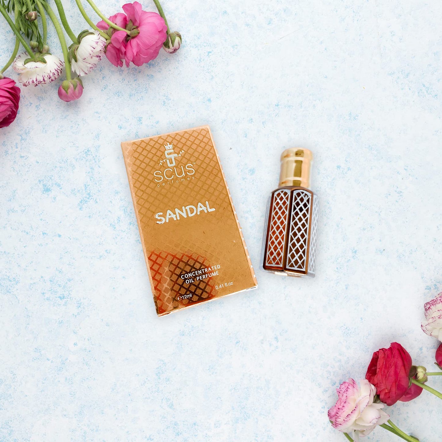 SCUS Perfumes Sandal Fragrance for Men & Women Woody Earthy Concentrated Perfume oil Long Lasting Fragrance Non-Alcoholic (Parfum 12ml with Velvet