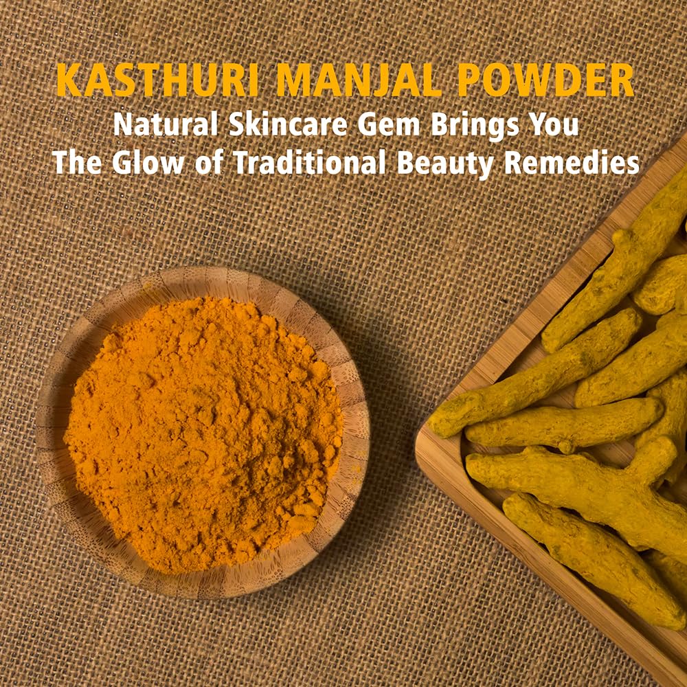 Kasthuri Manjal Powder for Skin and Face Care| Wild Turmeric powder | Curcuma Aromatica | Helps Acne skin (3.5 oz)