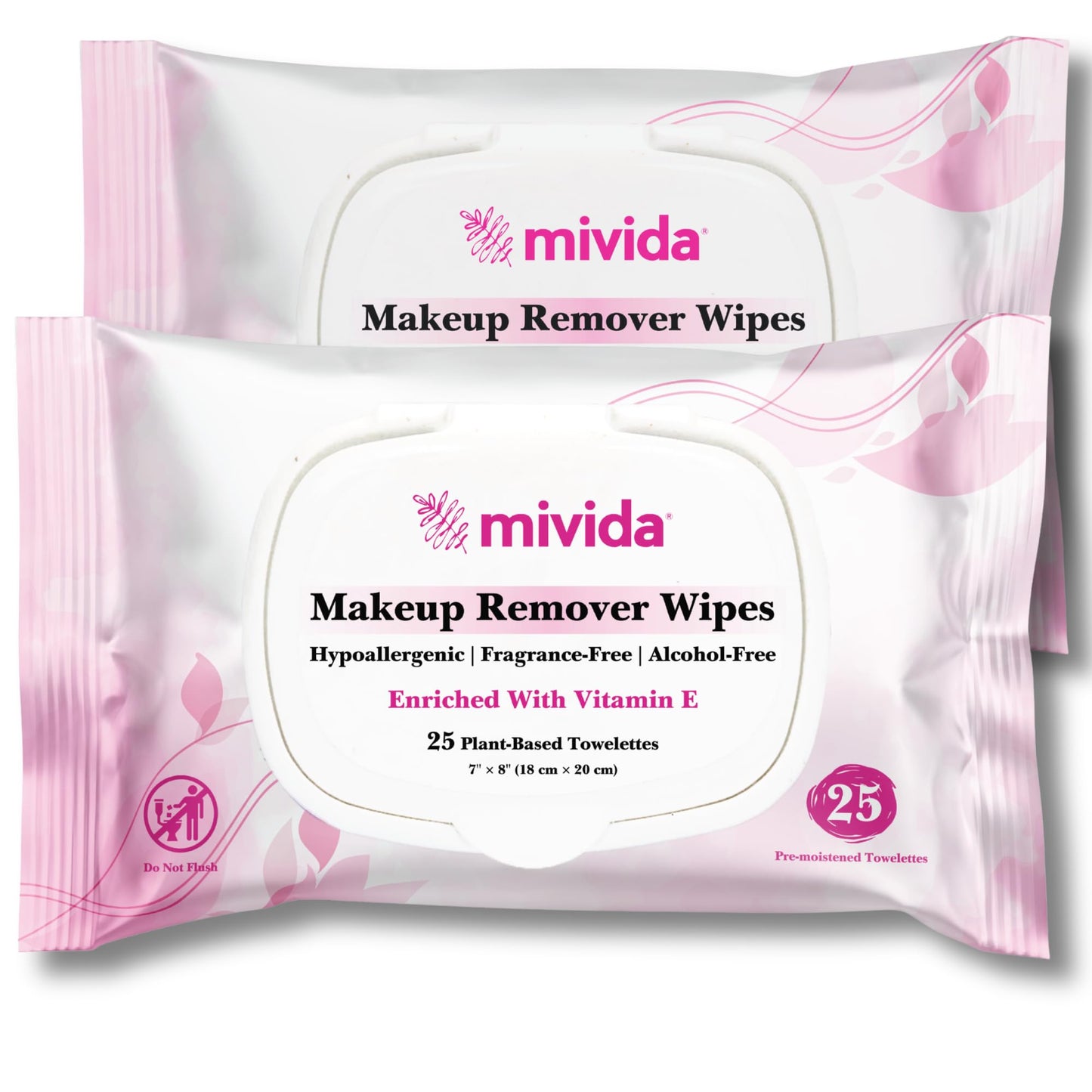 mivida Hypoallergenic Makeup Remover Wipes With Vitamin E, Dermatologist Tested, Alcohol Free & Fragrance Free Makeup Wipes For Sensitive Skin Make Up Beauty and Personal Care mivida