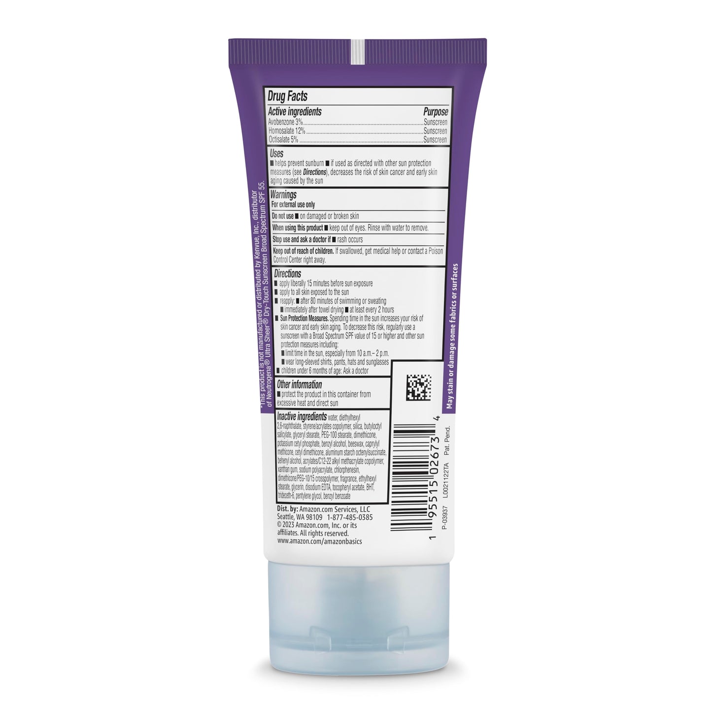Amazon Basics Sheer Facial Sunscreen SPF 55, UVA/UVB Protection, Water Resistant (80min), Formulated without Octinoxate & Oxybenzone, 3 fl oz (Pack