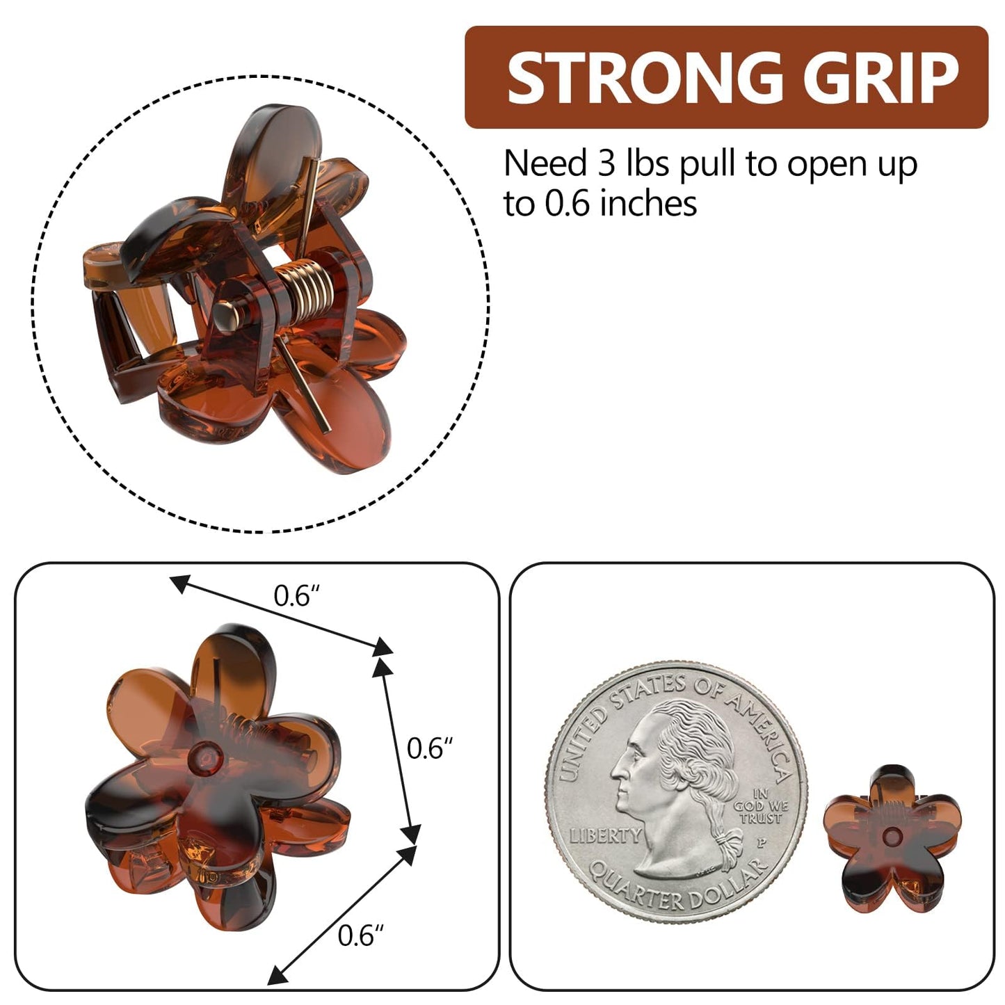 ADRIONE Mini Flower Hair Clips Pack for Women - 100 Creaseless Styling Claw Clips for Bangs and Tiny Hair Styling