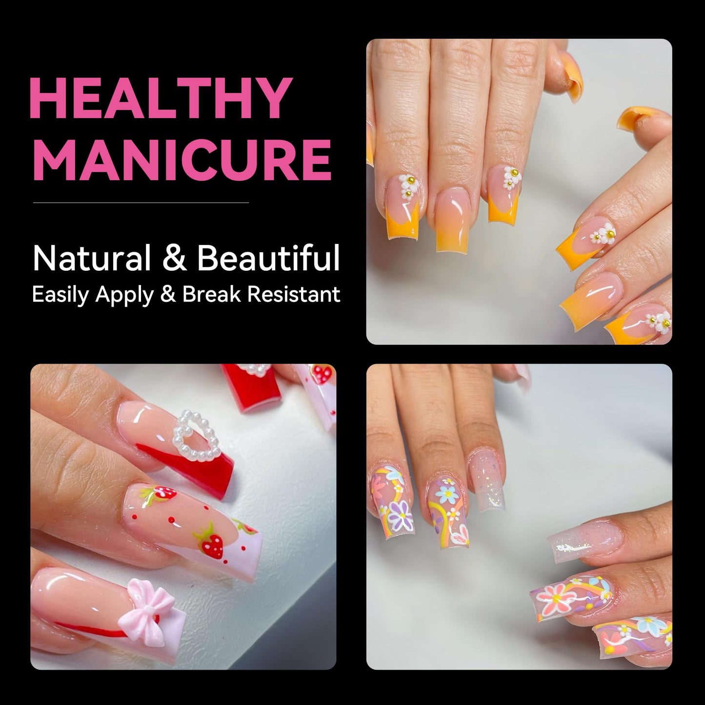 UNA GELLA No C Curve Medium Square Nail Tips 216 Pcs Pre-file Half Cover Straight Square Gel Nail Tips Clear Fake Nails Tips Half Matte Long Lasting Beauty and Personal Care UNA GELLA