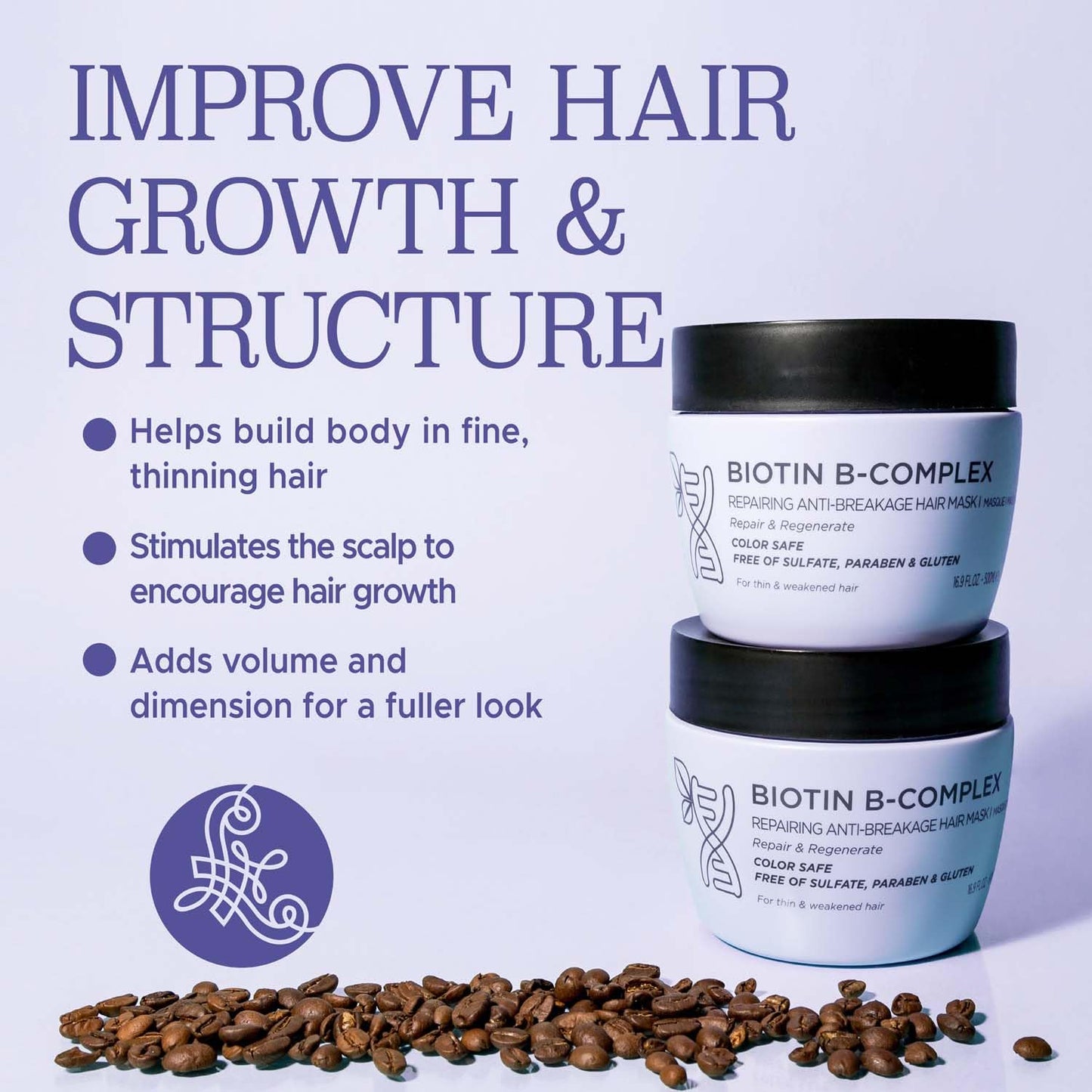 Luseta Biotin B-Complex Hair Mask for Hair Growth & Strengthener 16.9 Oz Deep Conditioning for Thinning Damaged Hair with Argan Caffein Oil