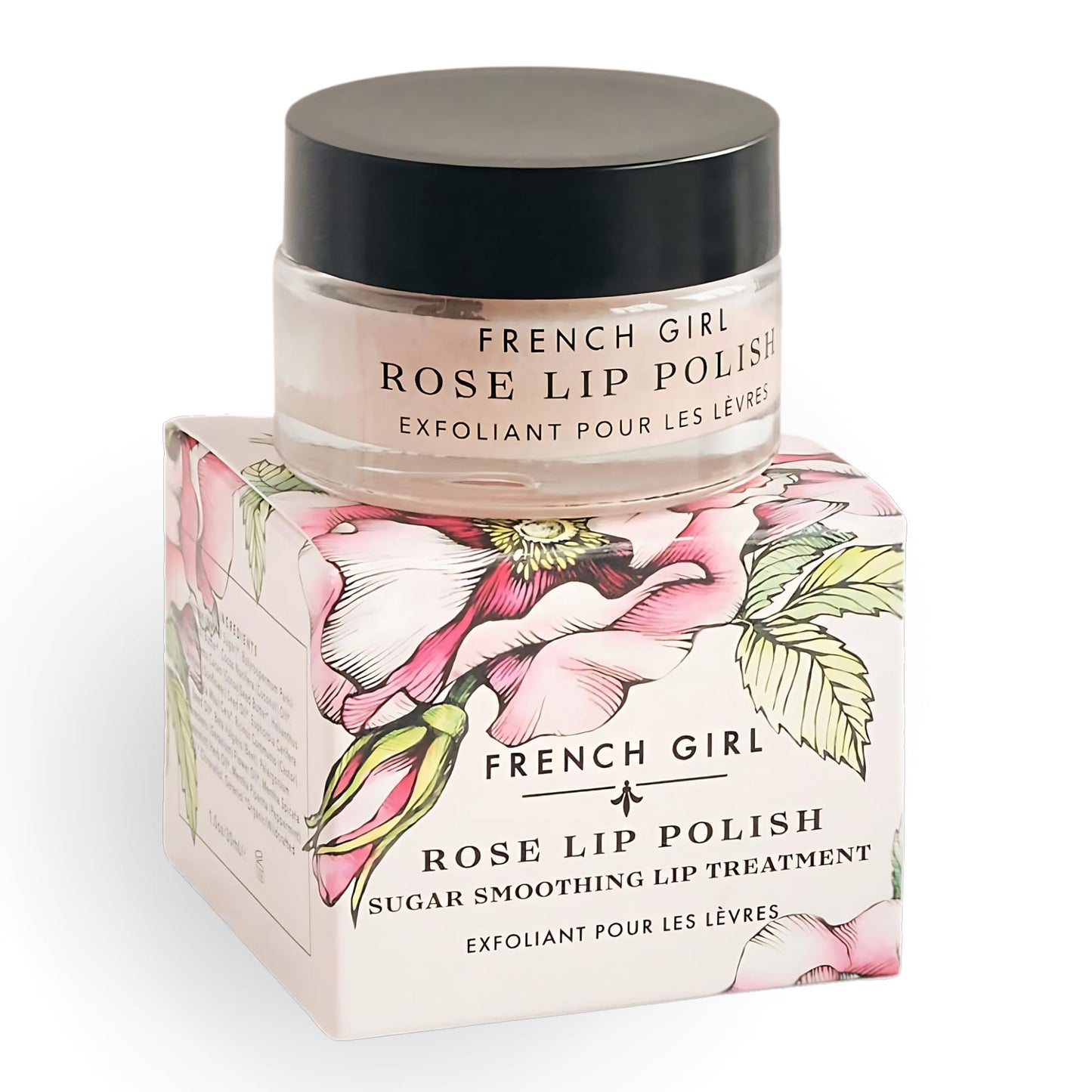 French Girl Rose Lip Scrub - Organic Sugar Scrub For Lips, Hydrating Lip Exfoliator & Moisturizer with Shea Butter & Essential Oils, Treatment for Dry