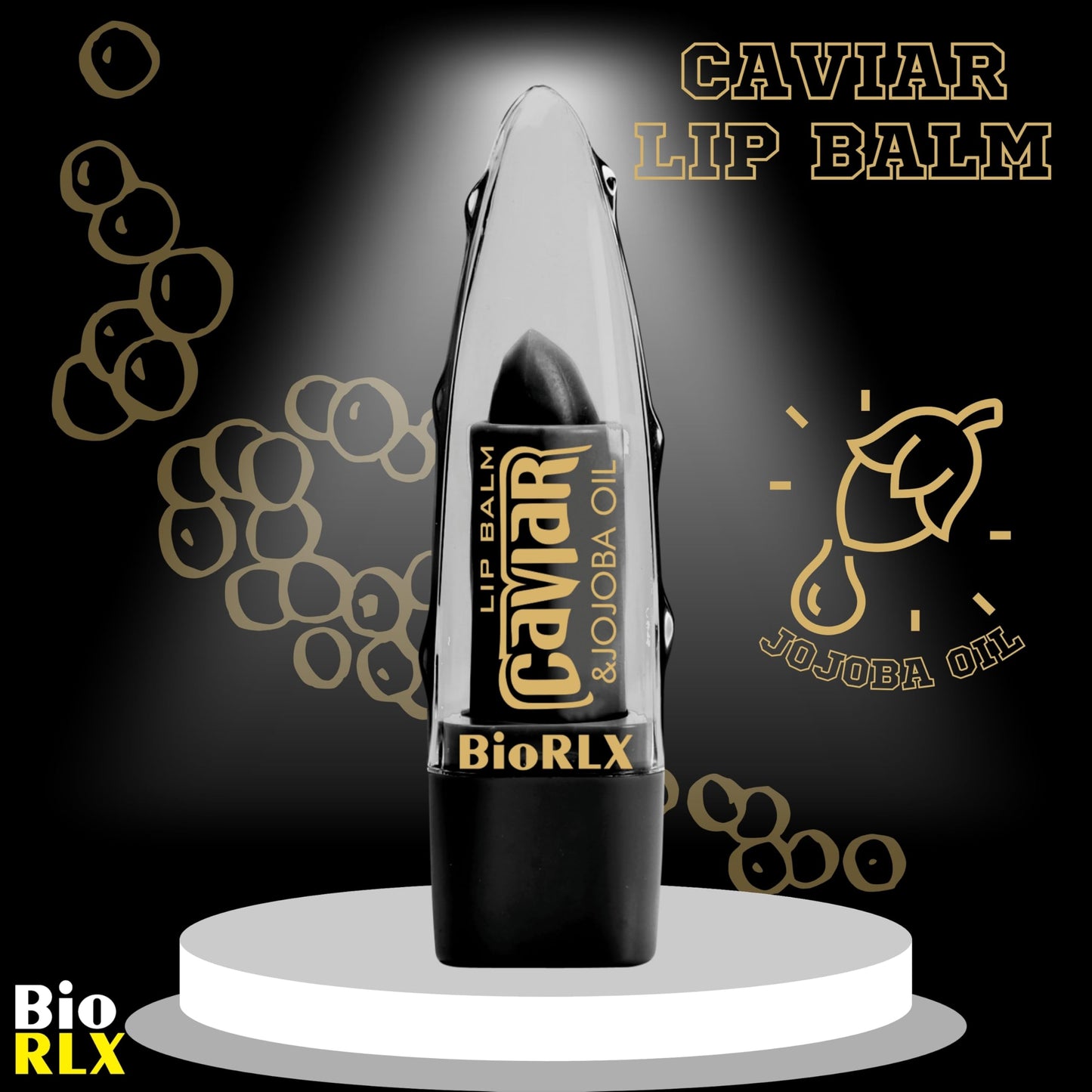 BioRLX Caviar & Jojoba Oil Lip Balm - Luxurious Color-Free Lip Care for Intense Moisture and Smoothness (Caviar & Jojoba, 0.12 Ounce (Pack of 1)) Beauty and Personal Care BioRLX