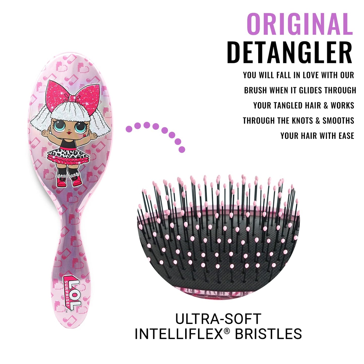 Wet Brush Lol Dolls Original Detangler, Diva, Ultra Soft IntelliFlex Bristles Glide Through Tangles with Ease, Pain Free Comb for Women, Men, Boys