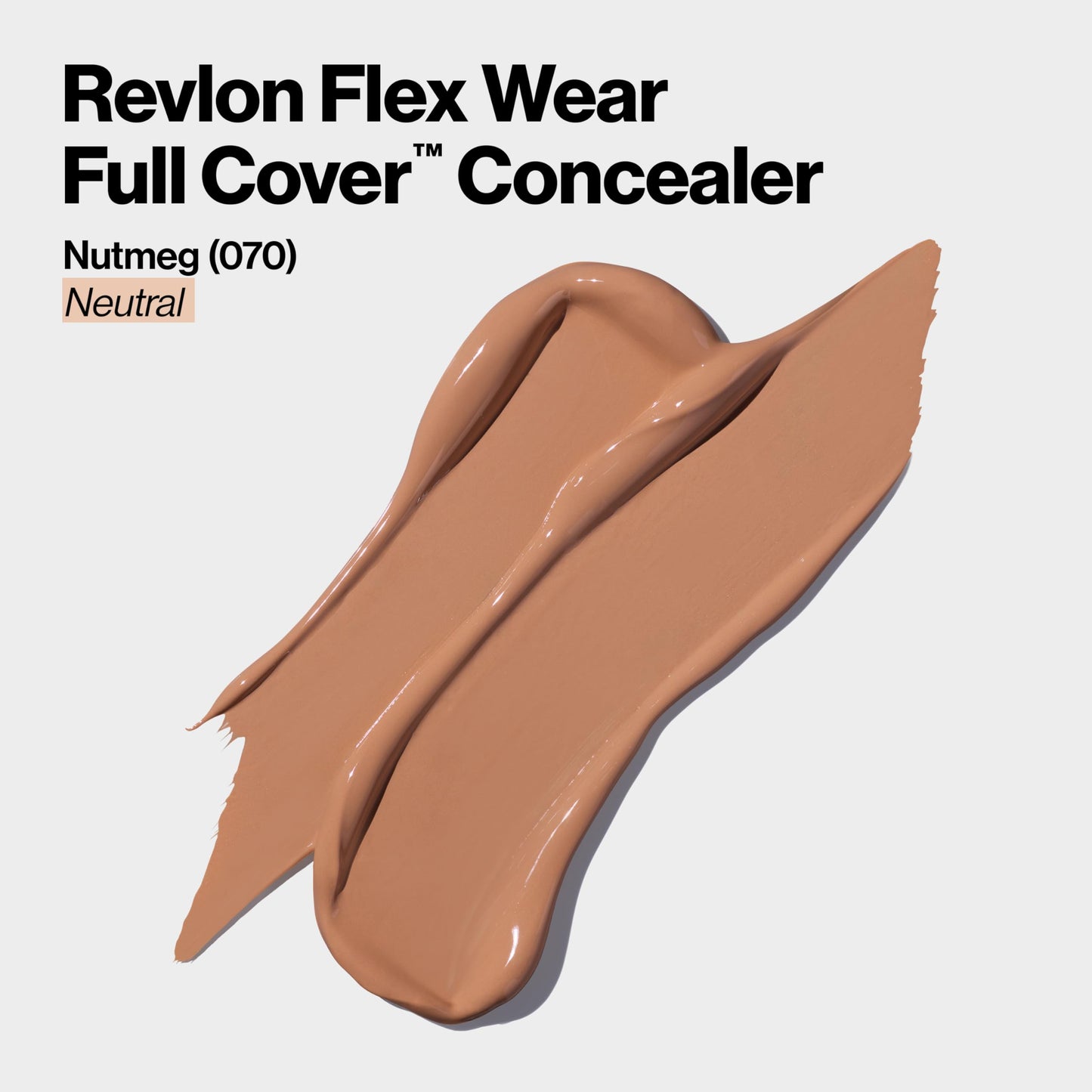 Revlon ColorStay Flex Wear, Full Cover Non-Creasing Concealer, Infused with Hyaluronic Acid & Vitamin E, Flexible Longwear, 070 Nutmeg, 0.34 Fl Oz