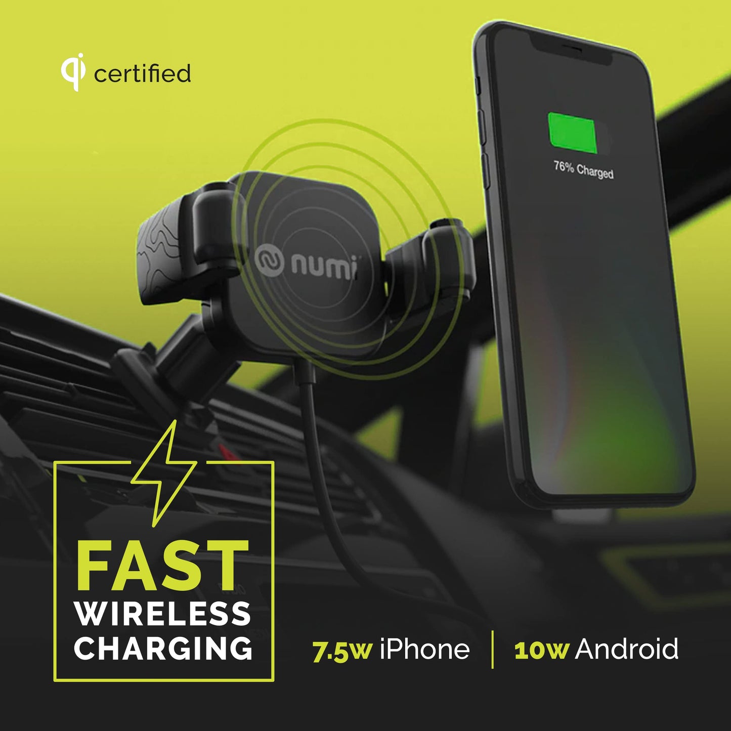 HandStands Numi Air Dock Plus Combo Pack - Wireless Car Phone Mount and Phone Charger with Sticky Pad - 10-Watt Fast Charger - Car Vent Phone Mount