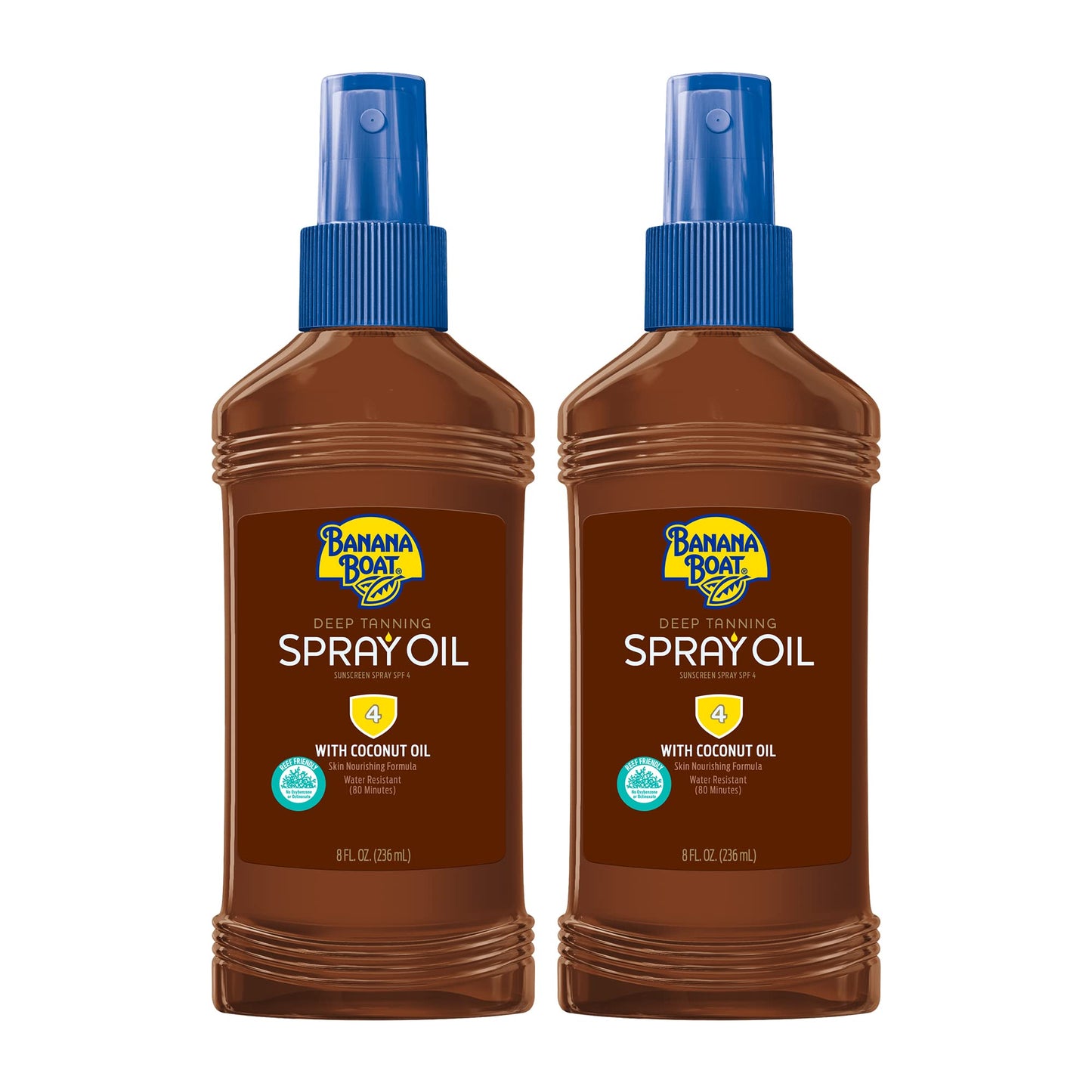 Banana Boat Deep Tanning Oil Spray SPF 4 | Dark Tanning Oil with SPF 4 Sunscreen, Water Resistant, 8Fl Oz each Twin Pack