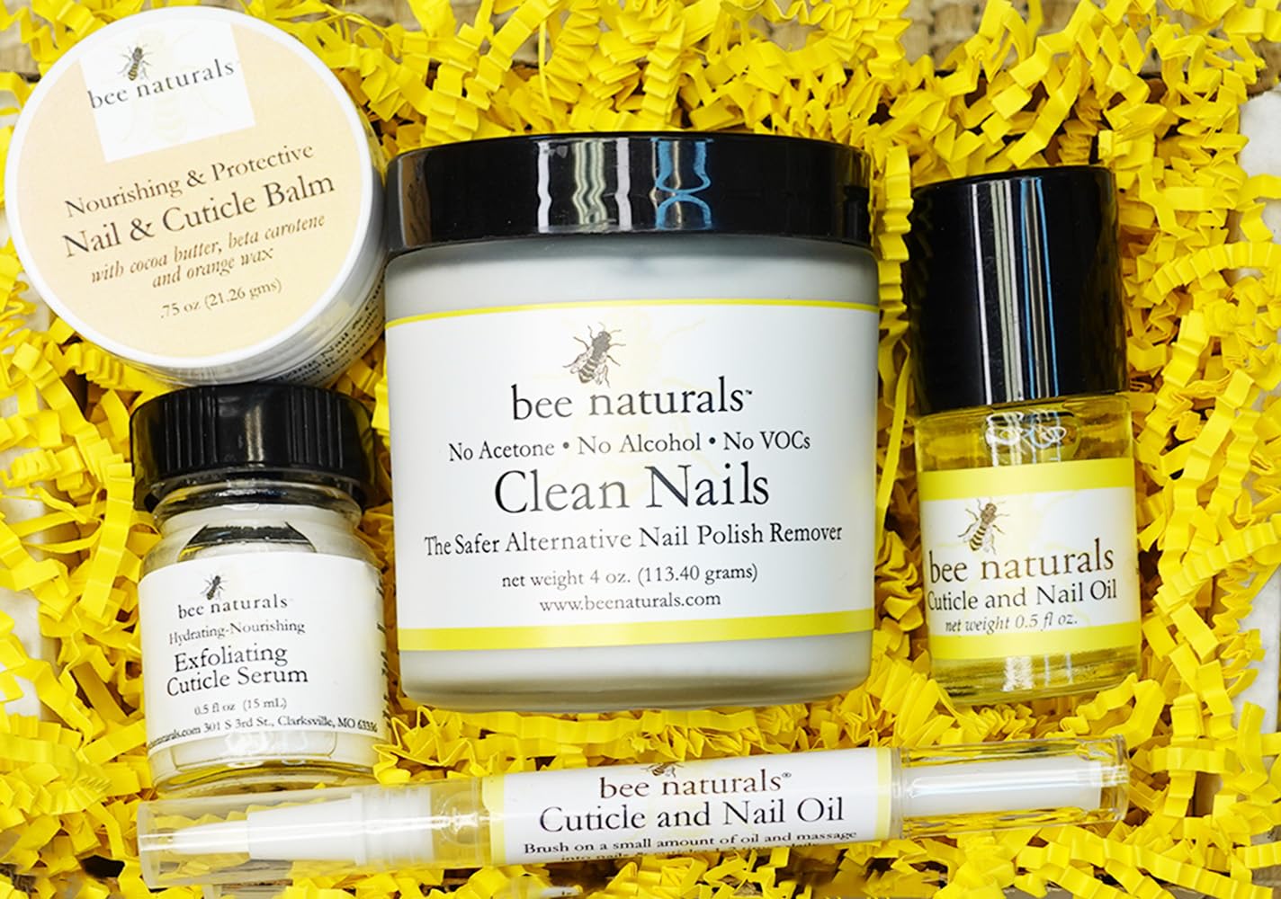 Bee Naturals Natural Nail Care Kit - Natural & Non-Toxic Nail and Cuticle Care Set with Vitamin E - Softens & Protects - Ideal Gift for Repairing