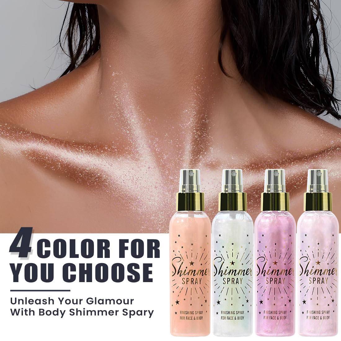Glitter Spray for Hair and Body, Glitter Body Spray, Glitter Spray for Clothes, Quick-Drying Waterproofing Body Shimmer Suitable for Festival Rave
