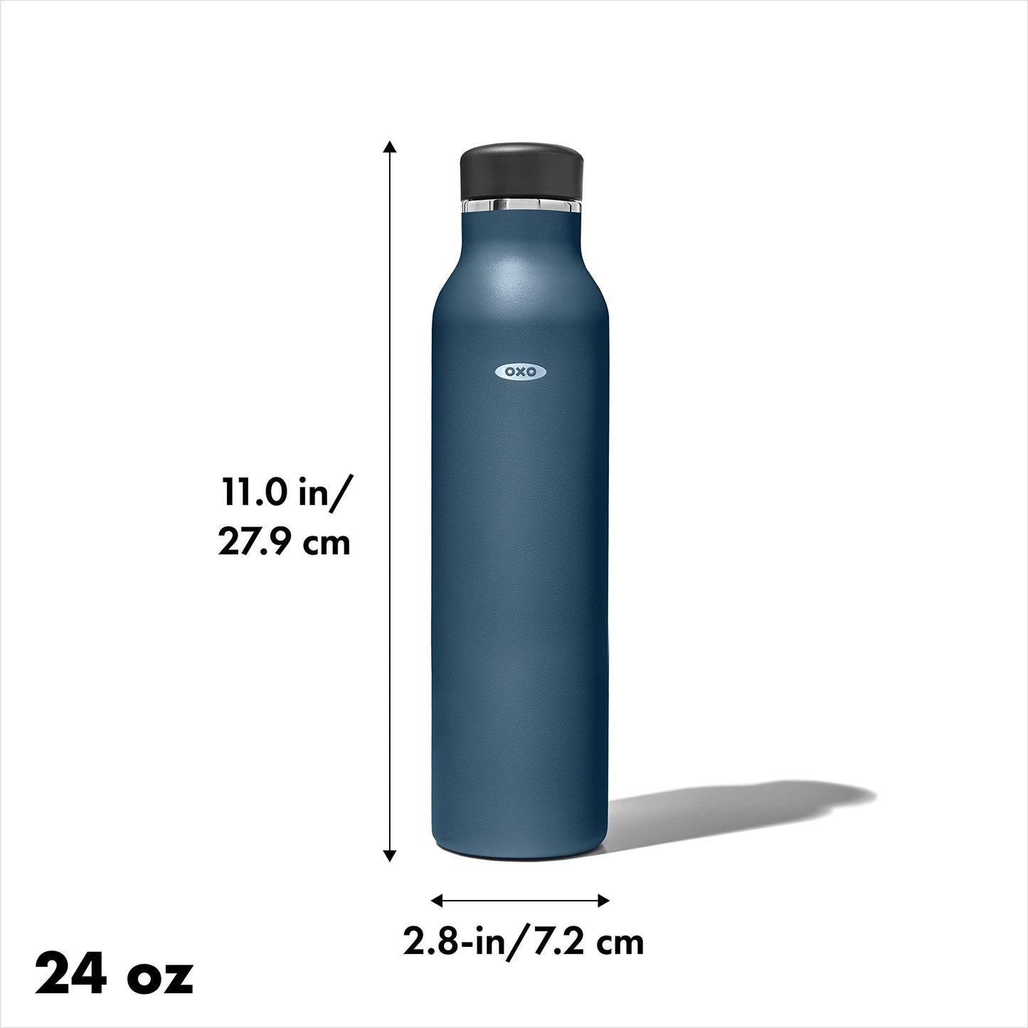 OXO Strive 24oz Insulated Water Bottle with Standard Lid - Dark Cobalt