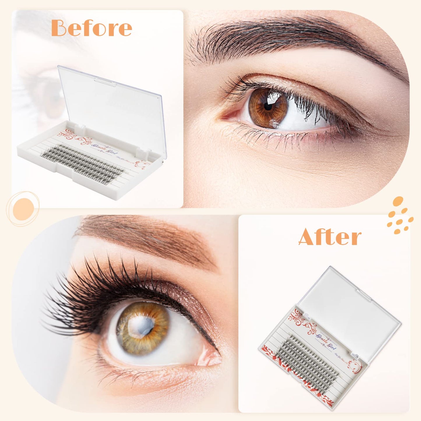 PAFUWEI 100 Pieces Individual Lashes False Eye Lashes Extension, 20 Roots Eyelash Extensions, Cluster Lashes Pack for DIY Eyelash Extension Thickness