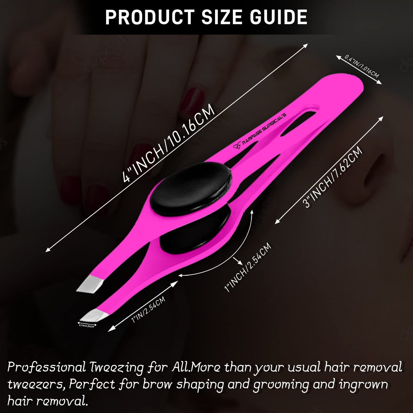 Professional Eyebrow Tweezers Slanted Tip Stainless Steel 2,3xPcs Set, Non-Slip Grip Slant Tip Tweezers for Facial Hair, Plucking Removing Ingrown