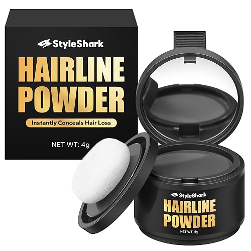 StyleShark Hairline Powder for Women & Men - Stain-Proof Root Touch Up and Cover for Thinning Hair, Sweatproof Hair Color (Dark Grey)