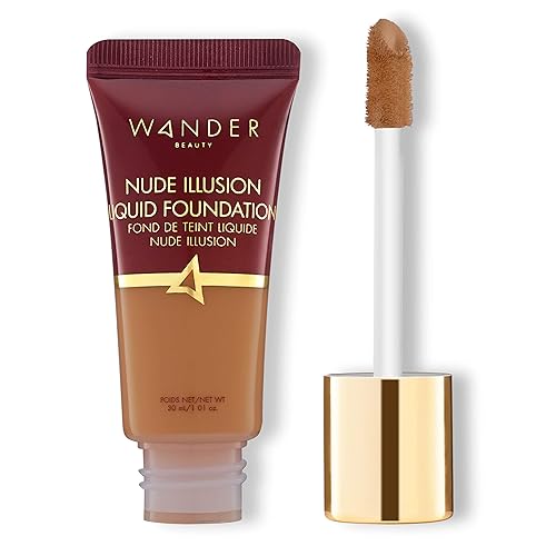 Wander Beauty Nude Illusion Liquid Foundation - Medium to Full Coverage Foundation with Niacinamide & Lotus Extract - Natural Skin Finish - Blurs, Conceals & Contours - Travel-Friendly Tube