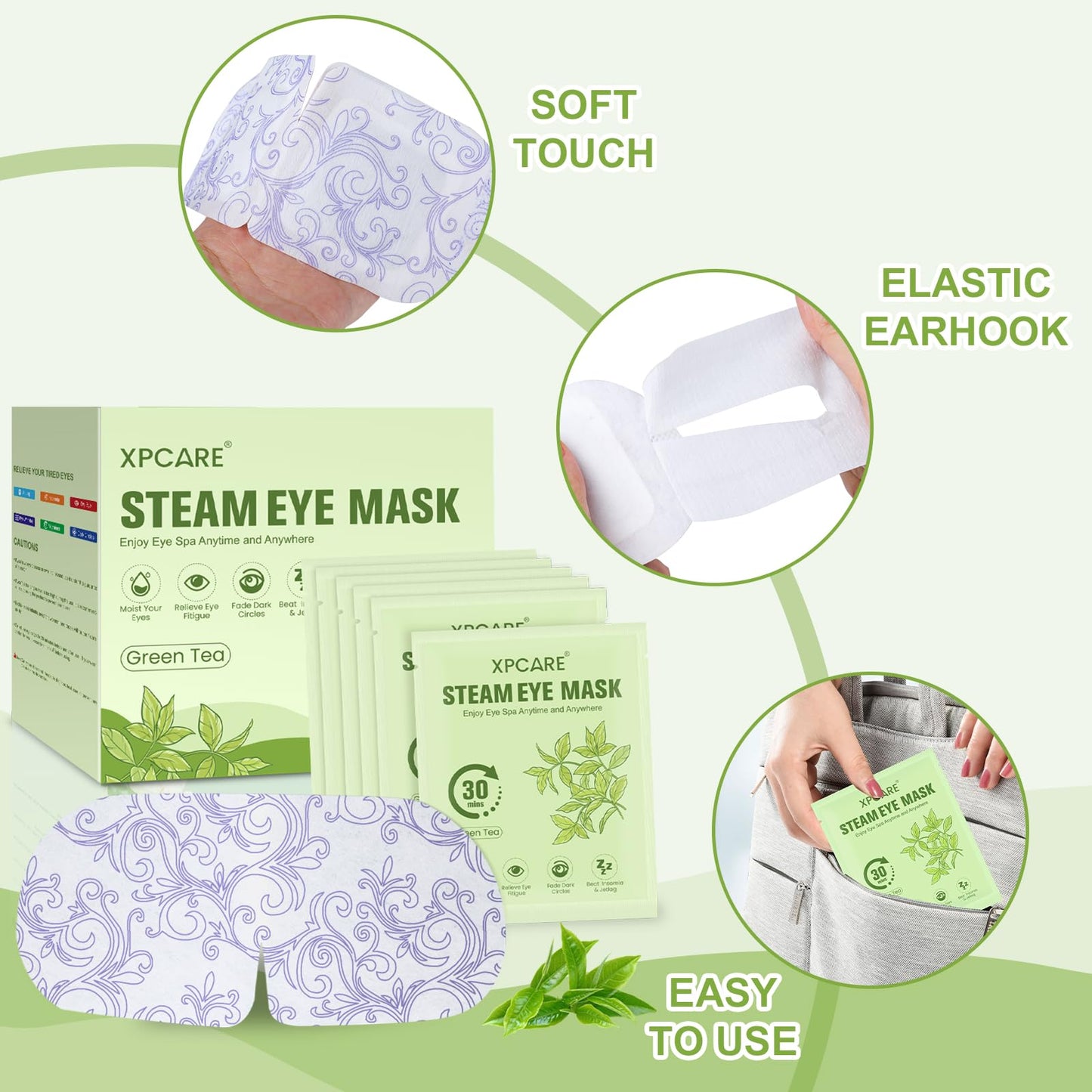 XPCARE 32 Pack Steam Eye Masks for Dry Eyes, Self Heated Steam Warm Eye Mask, Disposable Heated Eye Mask for Dark Circles, Puffy Eyes, Relief Stress Beauty and Personal Care XPCARE