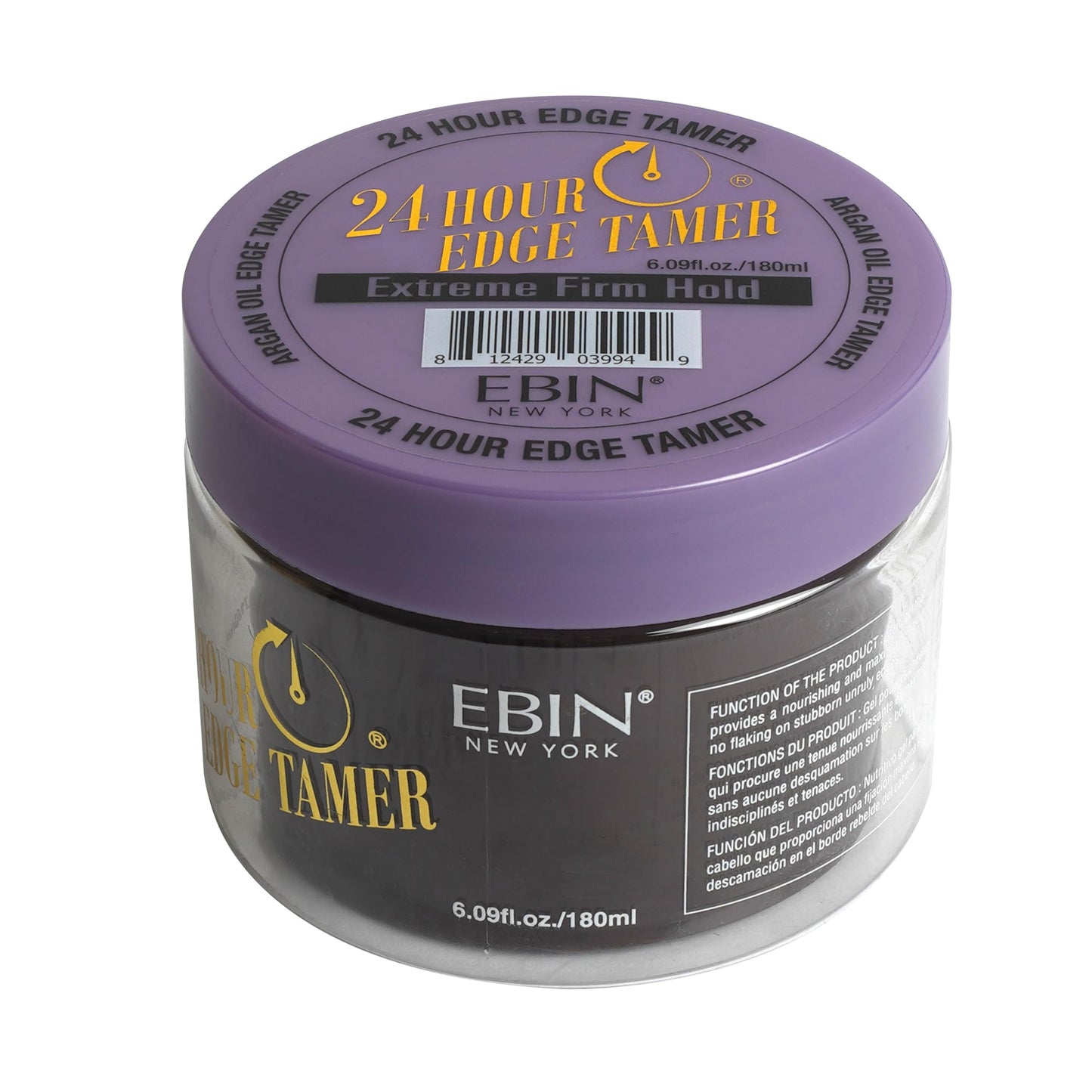 EBIN NEW YORK 24 Hour Edge Tamer - Extreme Firm Hold (6.09oz/ 180ml) - No Flaking, White Residue, Shine and Smooth texture with Argan Oil and Castor