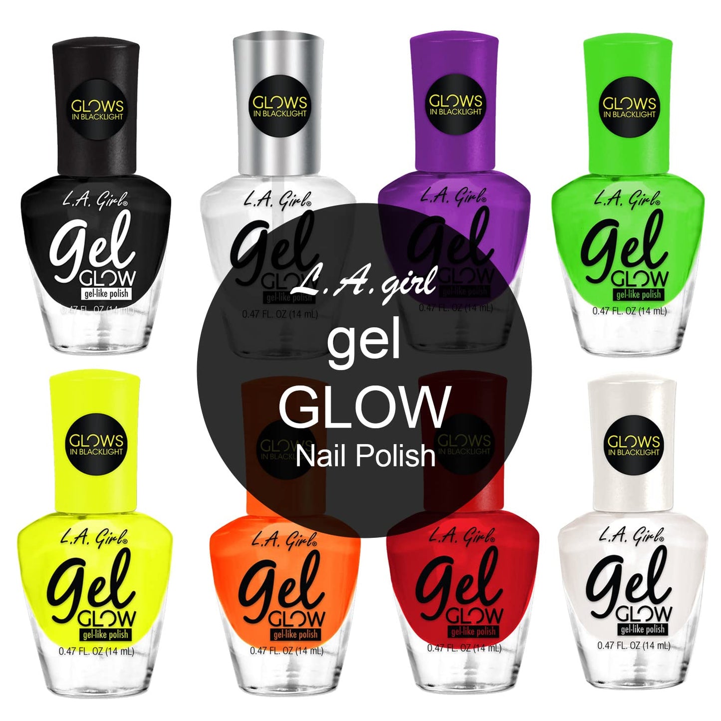 L.A.girl Gel Glow Nail Polish 0.47 oz- 8 Colors, No UV Light Needed, Gel like Finish Polish (Rated R) Beauty & Personal Care L.A. Girl