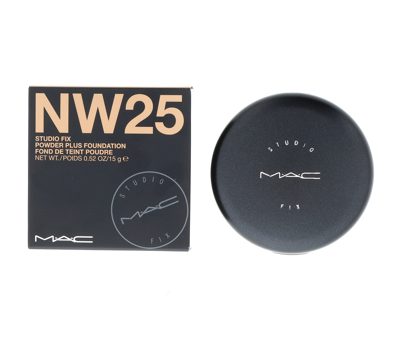 MAC Studio Fix Powder Plus Foundation - NW25 - Mid Tone Beige with Rosy Undertone for Light to Medium Skin (Neutral-warm) 15g / 0.52oz