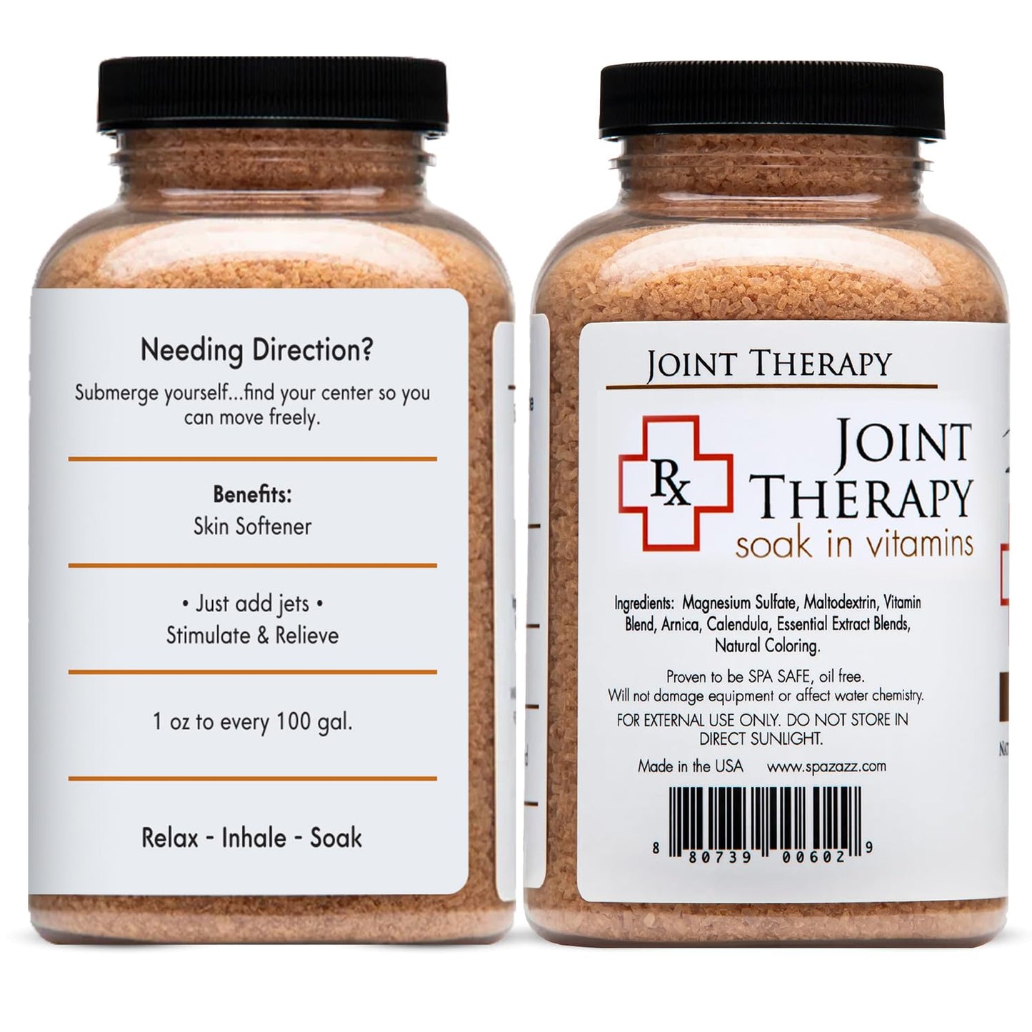 Spazazz Aromatherapy Spa and Bath Salts Crystals RX Therapy Collection 2 Pack Bundle- One 19 Oz Jar Each Spazazz Muscle Therapy and Joint Therapy
