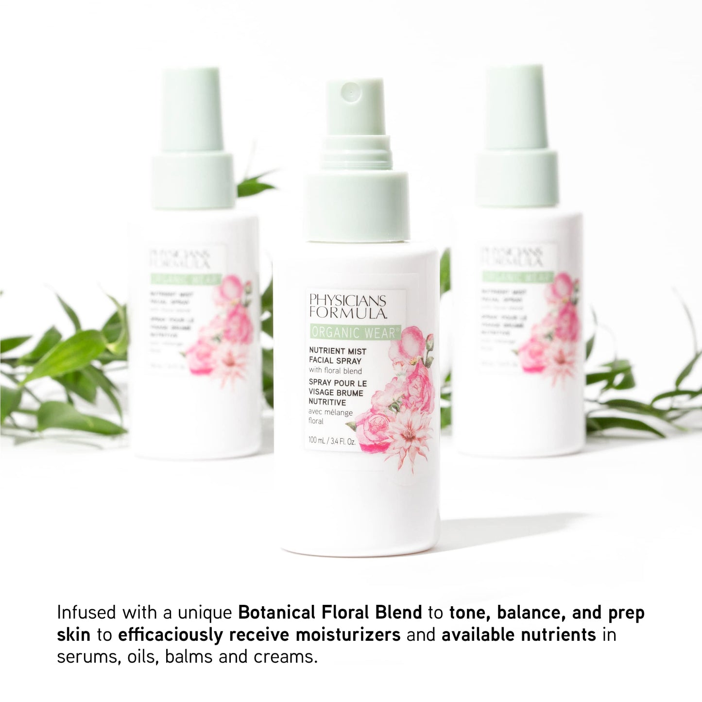 Physicians Formula Organic Wear Nutrient Mist Facial Spray, Botanical Infused, Dermatologist Approved, Vegan, Gluten Free, Tone, Balance, And Prep