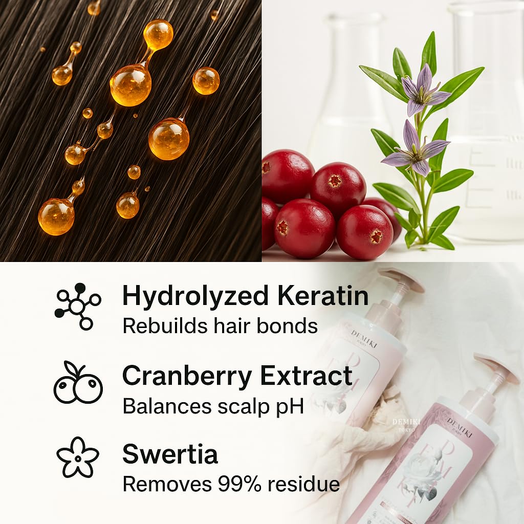 DEMIKI Japanese Shampoo and Conditioner Set for Women,Sulfate Free Shampoo for Oily Hair,Paraben Free, Sulfate Free, Rose Scent,Clarifying Shampoo