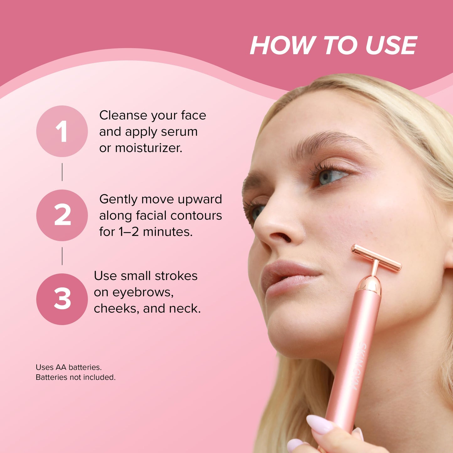 SKIN GYM Beauty Lifter Vibrating T-Bar Gold, Sonic Facial Massage Tool for Sculpting and Circulation