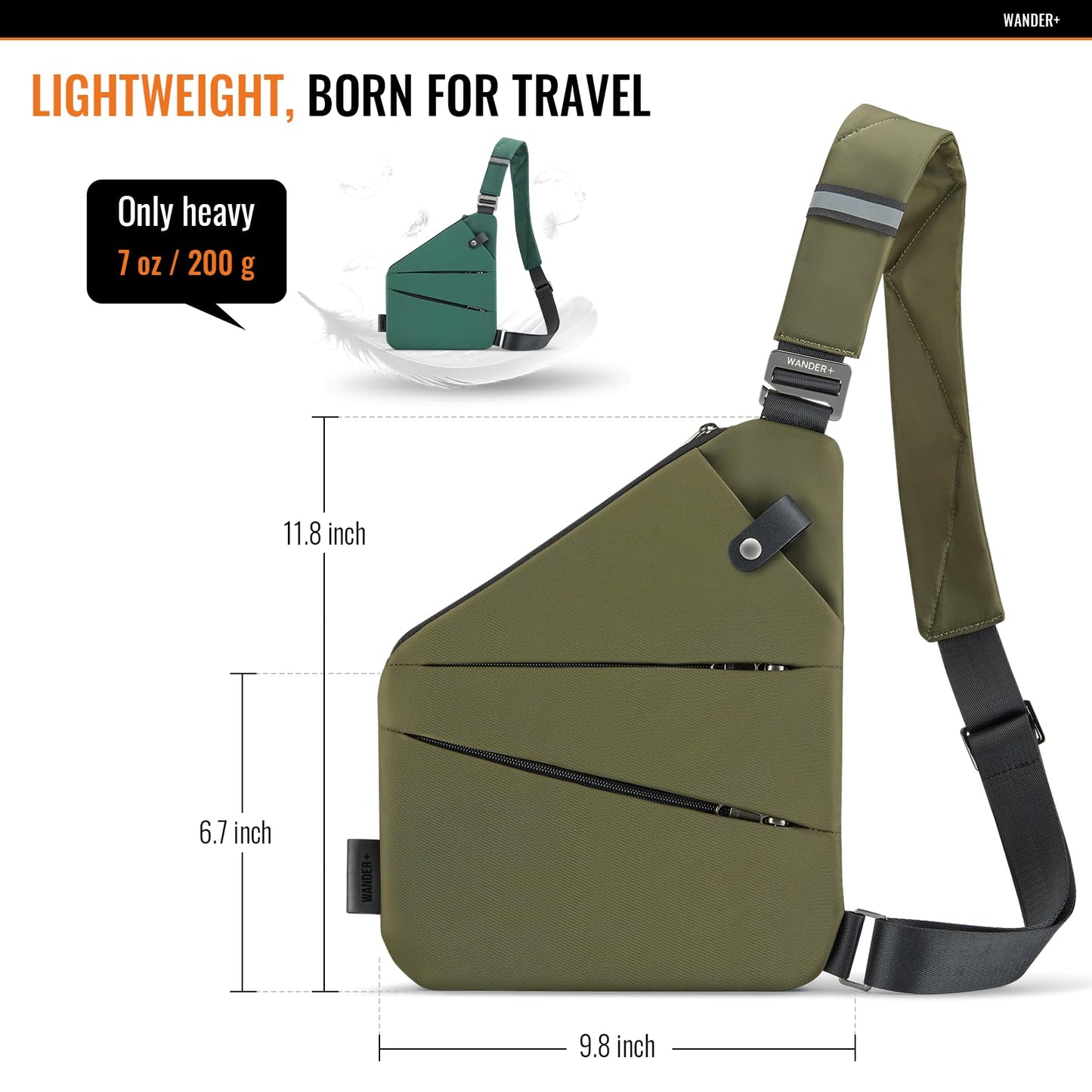 WANDER PLUS® Anti Theft Crossbody Travel Bag for Women Men, Multi-Pocket Crossbody Bag