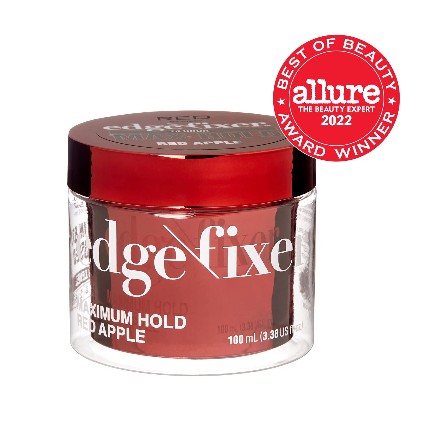 Red by Kiss Edge Fixer Hair Shine Gel, 24 Hour Max Hold, Non-Flaking, Biotin B7 Infused, Natural Styling, Professional Edge Control Wax, Perfect
