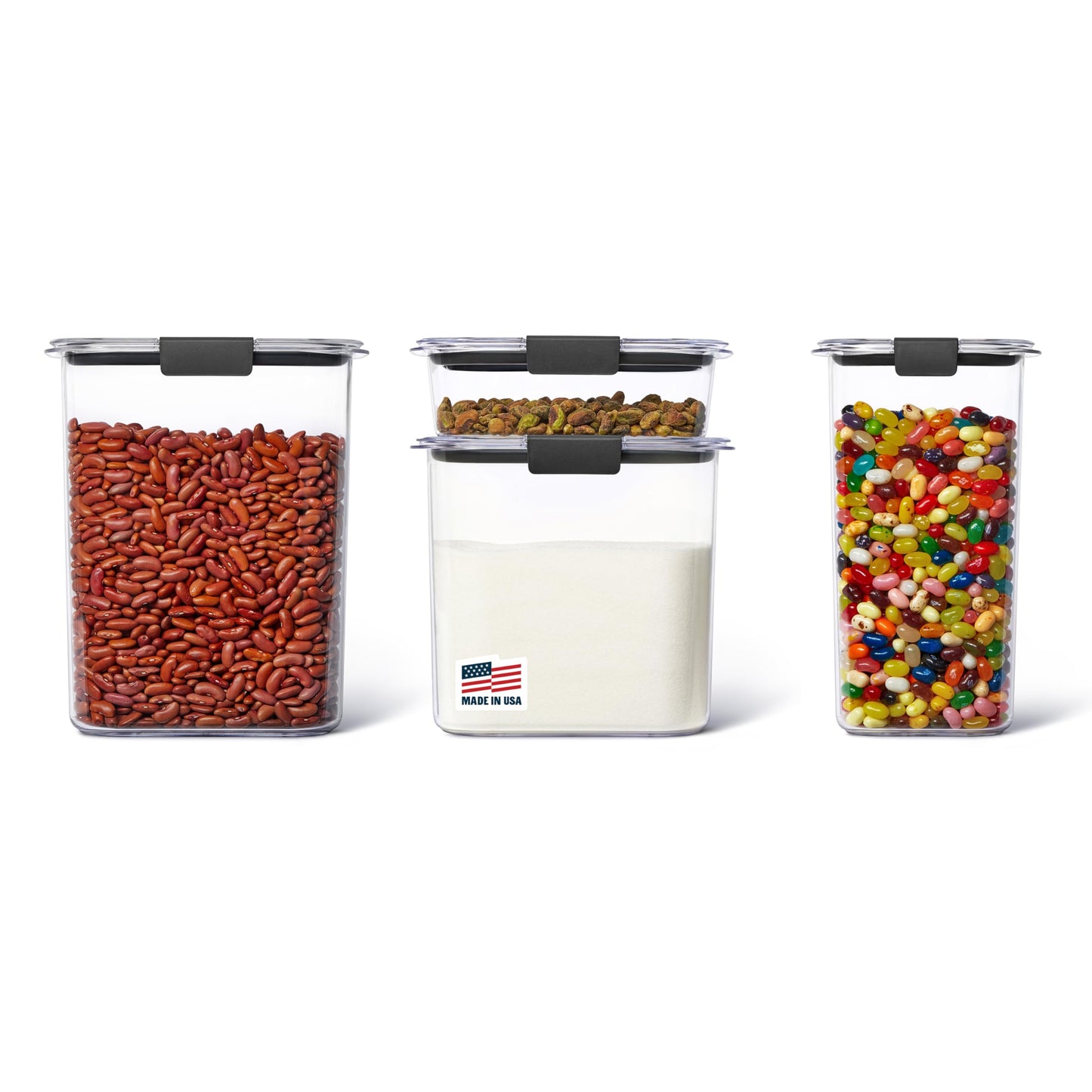 Rubbermaid Brilliance Pantry Food Storage Container Set, BPA-Free, Airtight & Leak-Proof, Clear, 8-Piece, Dishwasher Safe