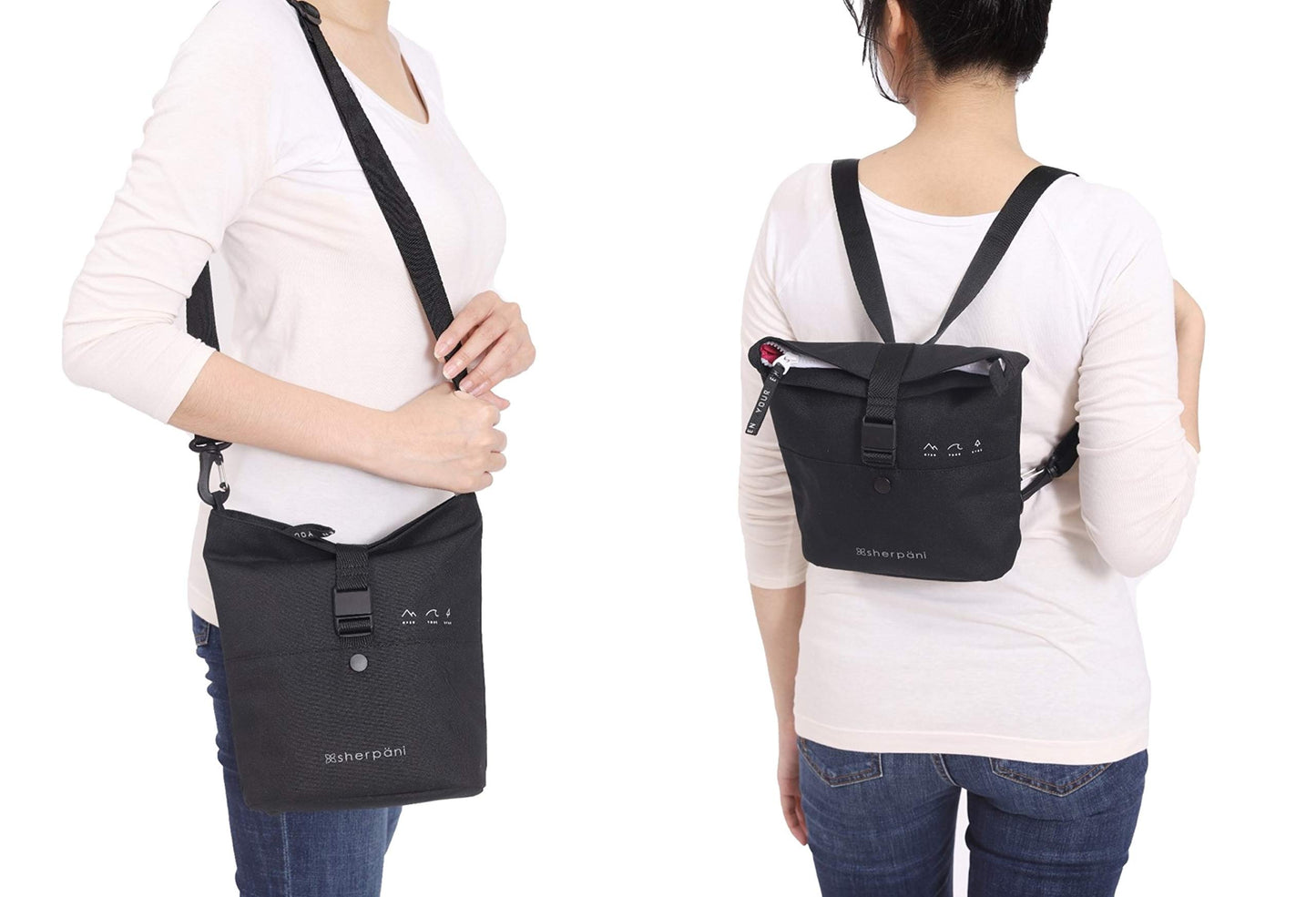Sherpani Eiko, Mini Backpack with Coin Purse, Convertible Backpack, Small Crossbody Bag (Black)