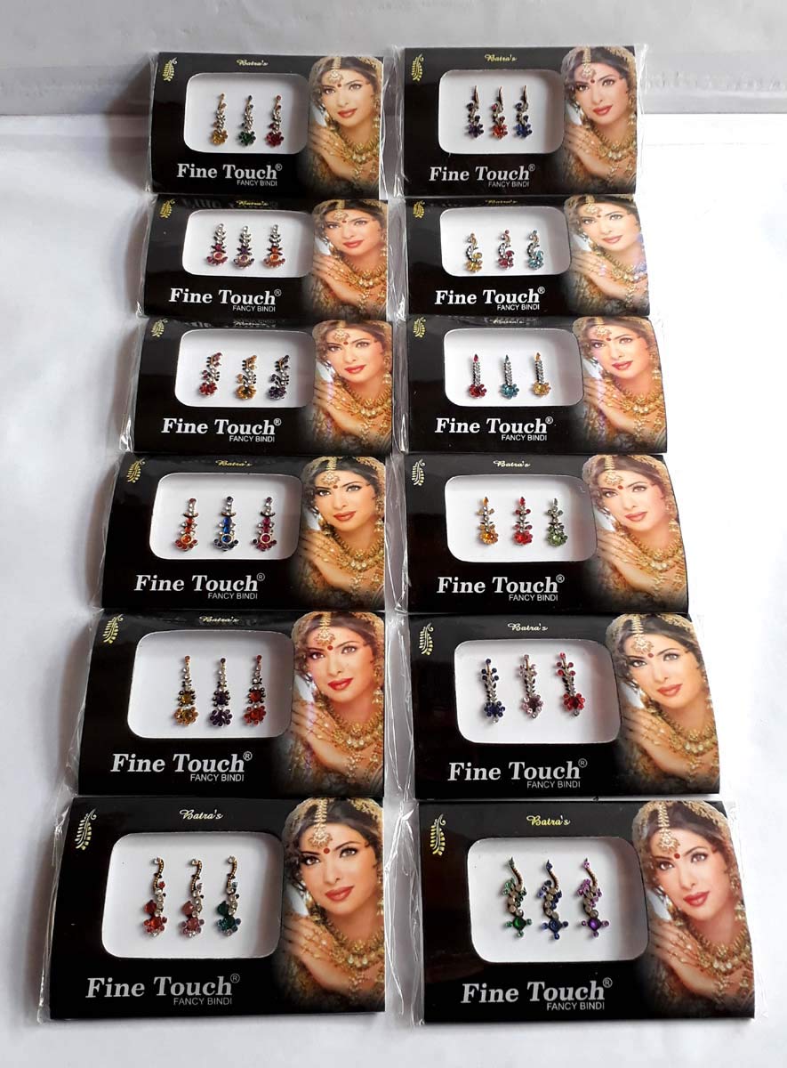 Indian Women Long Design Stylish Fashion Multi Color Border Fashionable Fancy Bindi Pack of 36 Sheets