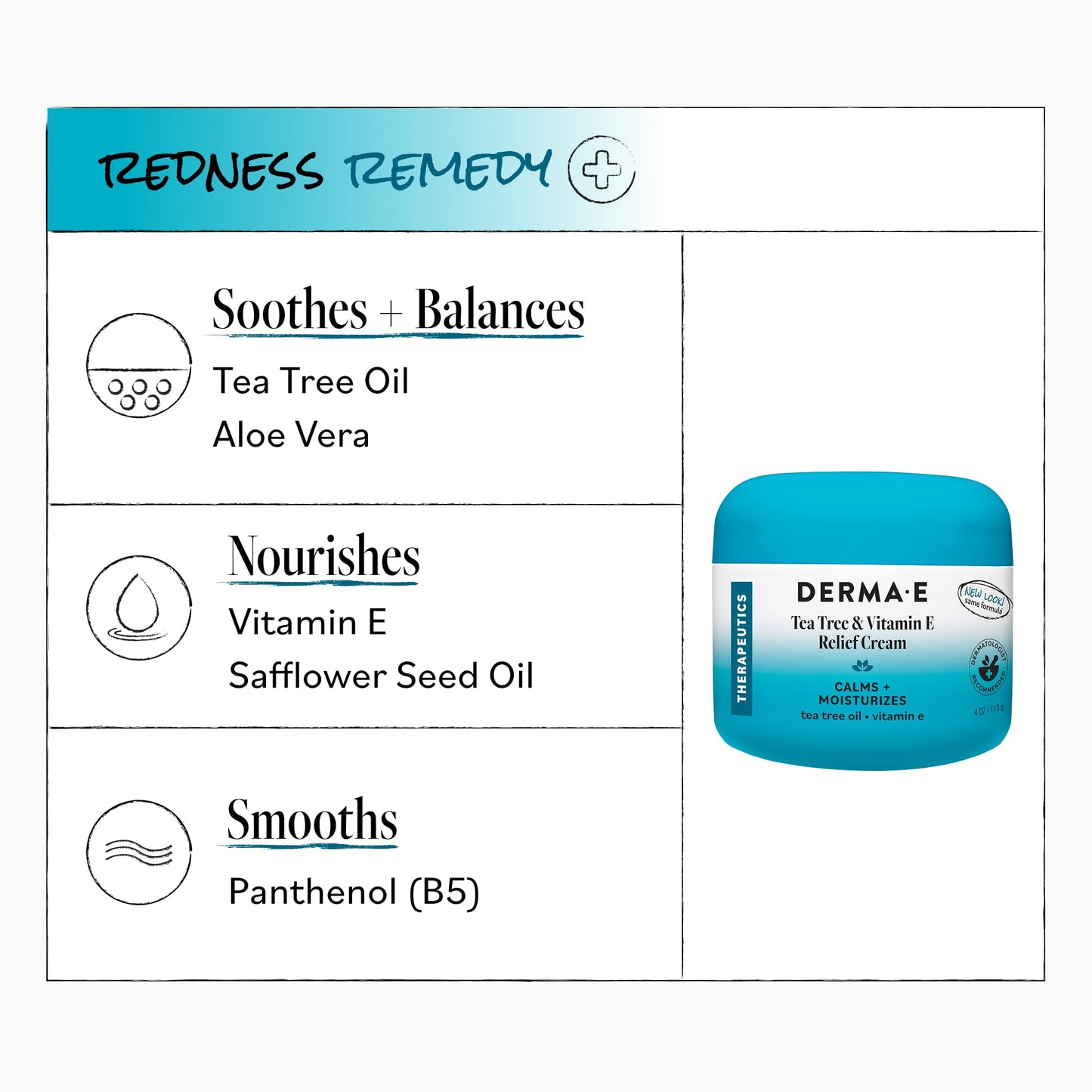 Derma E Tea Tree and Vitamin E Relief Cream - Deeply Moisturizing Tea Tree Lotion - Vitamin E Cream Soothes, Calms and Nourishes Dry, Irritated Skin