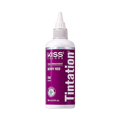 Red by Kiss Tintation Semi-Permanent Hair Color, Aloe Vera Water Based, Argan Oil, Olive Oil, Collagen & Keratin, Long-Lasting Color Dye (Berry Red, 5