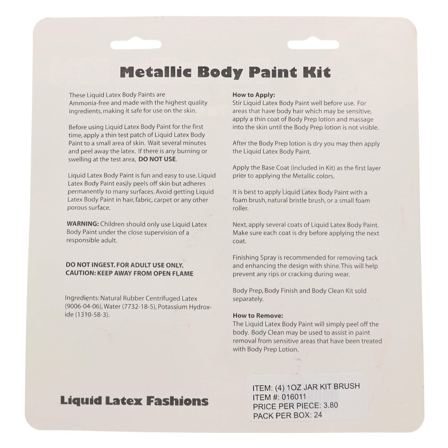 4-Pack Metallic Liquid Latex Kit - Four 1 oz Silver, Gold, Copper & Purple, Includes 4 Precision Brushes, Perfect for Body Art, SFX Makeup, Cosplay